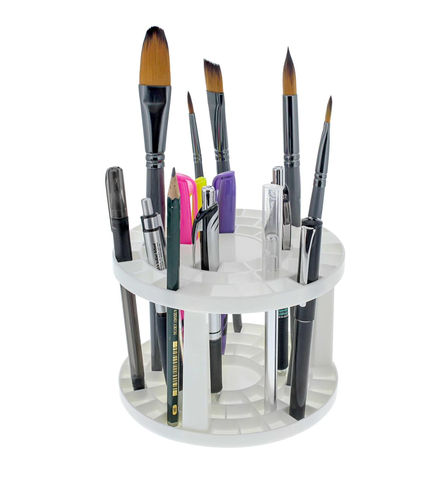 U.S. Art Supply Round 50 Hole Paint Brush Holder Organizer - Holds Brushes, Makeup, Pens, Markers - Desk Stand for Artists, Students, Teachers - Buy Online on GoSupps.com