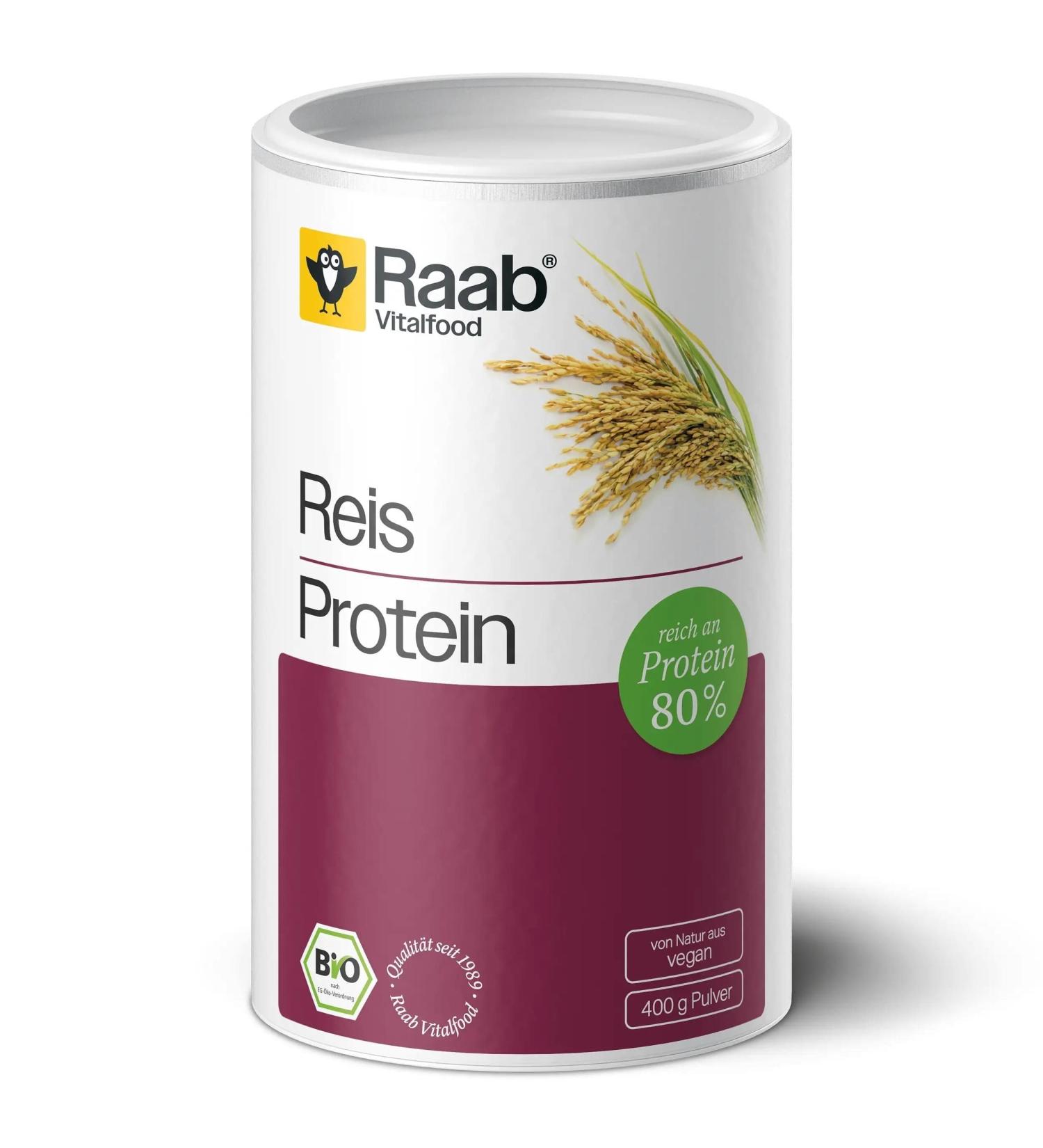 Raab Vitalfood Organic Rice Protein Powder - 80% Vegan Protein for Shakes | 400g Pack - Buy Online on GoSupps.com
