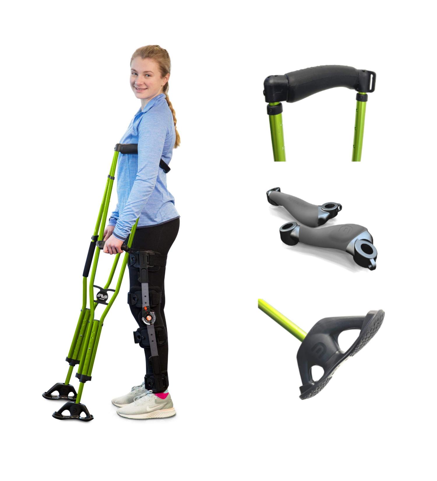 Dynamo Sport Swings Lightweight Crutches for Recovery 4'6-5'2 Small (Pack of 2) - Shock-Resistant, Grippy Feet for Confidence & Comfort, Anti-Slip Back Strap - Buy Online on GoSupps.com
