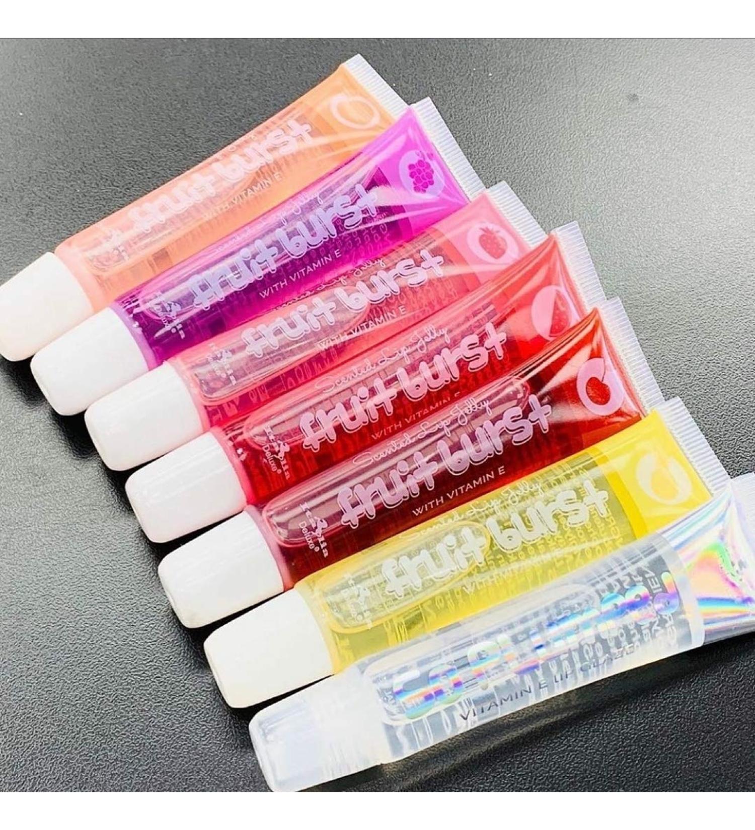 Italia Deluxe Fruit Bursts Lip Jelly Lip Gloss Set (6 Pcs) with Vitamin E + FREE Lip Scrub - Buy Online on GoSupps.com