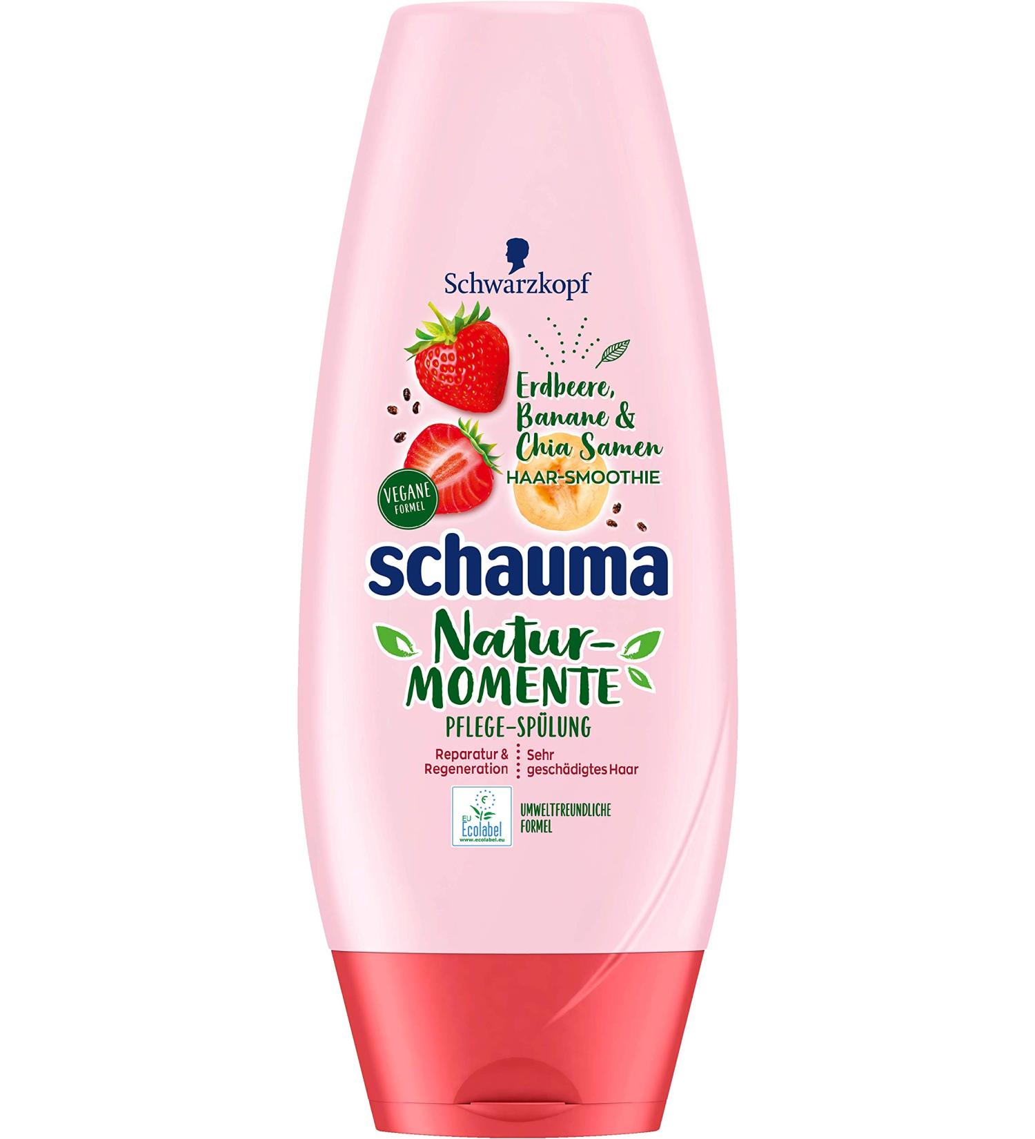 SCHWARZKOPF SCHAUMA Natural Moments Conditioner Hair Smoothie Strawberry Banana & Chia Seeds 1 Pack (1 x 250 ml) 6 pieces (1 pack)