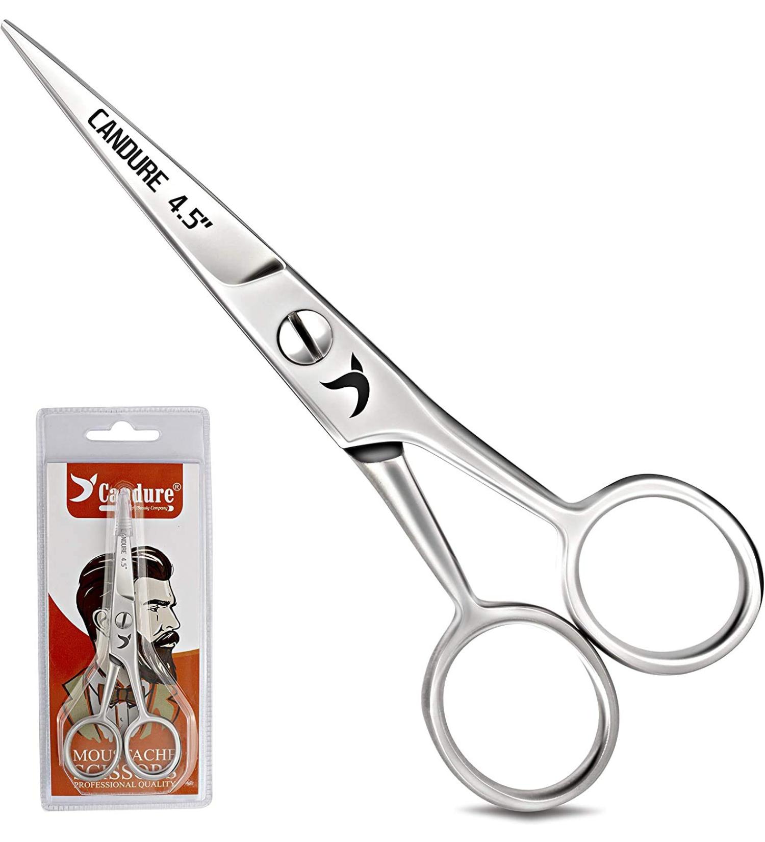 Candure Professional Beard and Moustache Scissors - Stainless Steel Trimming Scissors for Ear, Nose, Eyebrows, and Eyelashes - Buy Online on GoSupps.com
