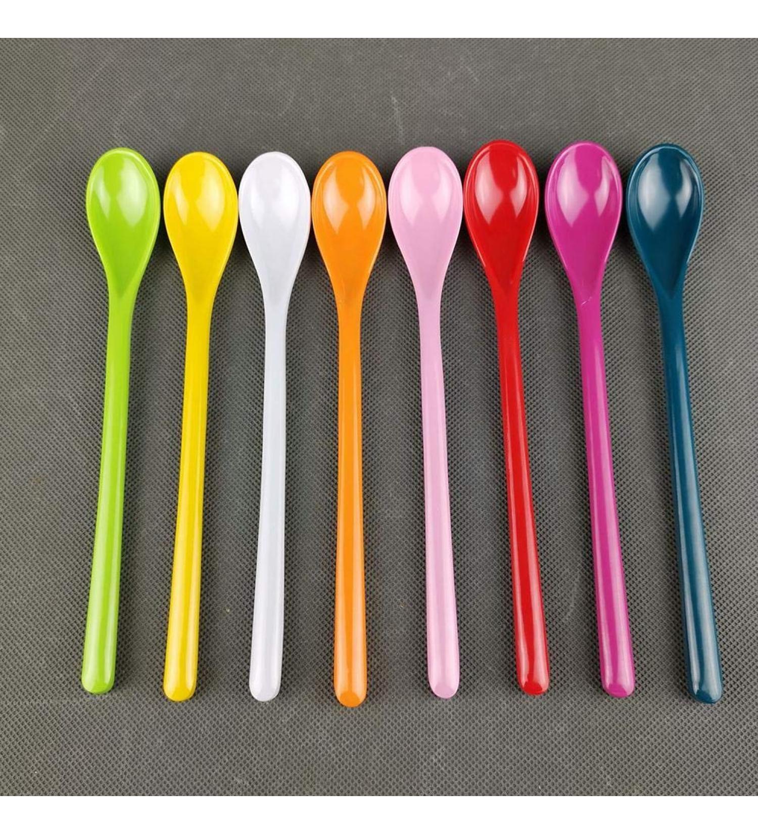 Set of 50 Hard Plastic Spoon Straws 9 Inch Detachable Straws Kitchen Utensil Stirring Spoon Coffee Spoon (Random Color) - Buy Online on GoSupps.com