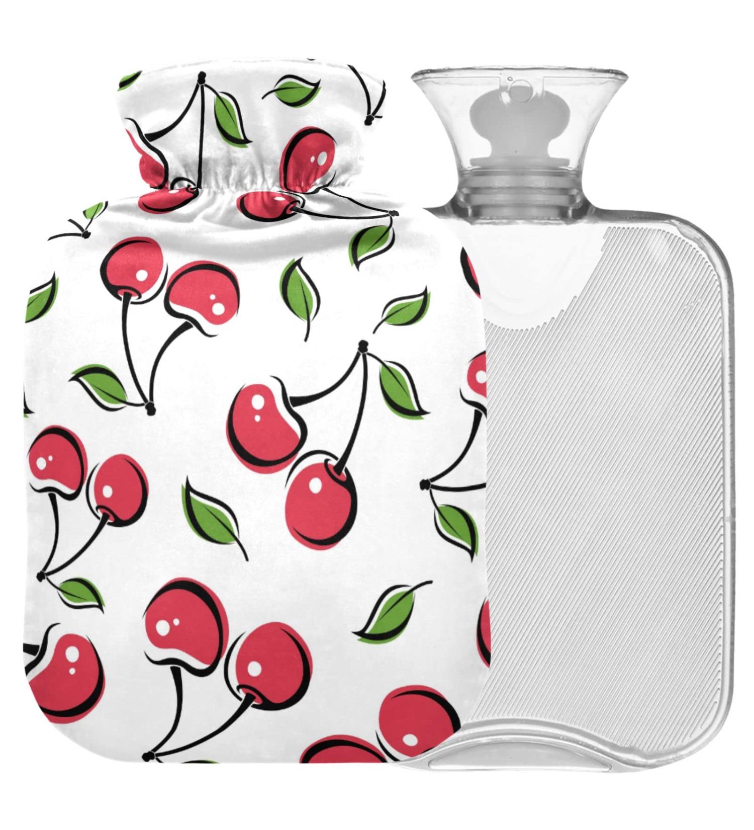 NAANLE Cartoon Cherry Berries 1L Heat Bottle - Transparent Hot Water Bag for Bed Hand & Foot Warmer Pain Relief & Cold Therapy - Buy Online on GoSupps.com