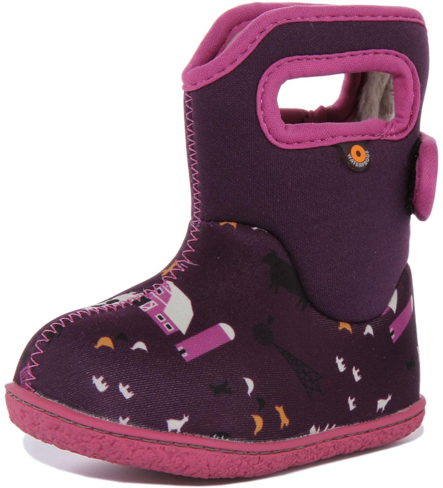 BOGS Baby Wellington Boots Plum Flower Stripe 71565 | UK 6.5 Child Size | Farm Purple Multi - Buy Online on GoSupps.com