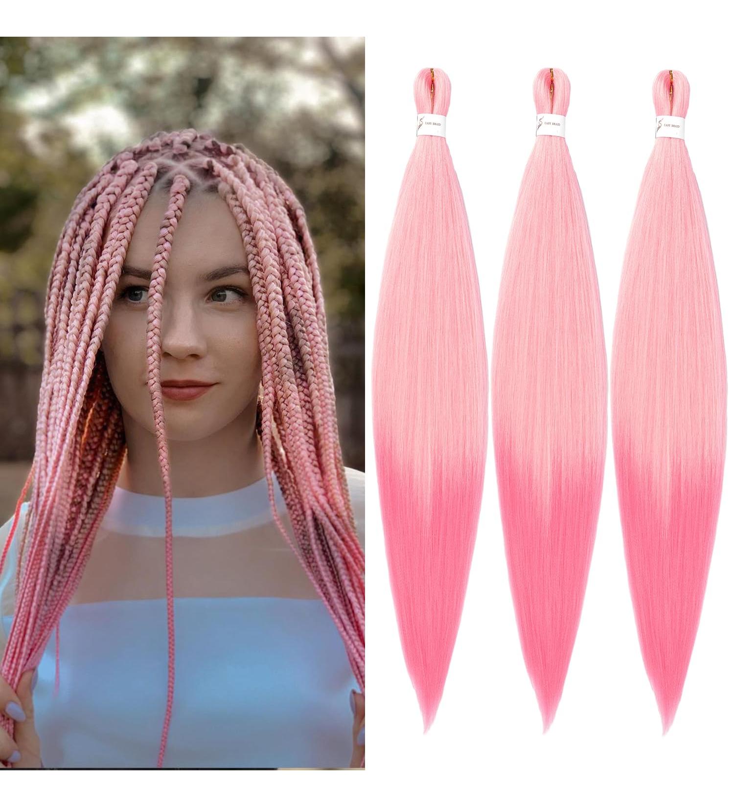 Ancient Lichen 32-Inch Braided Hair Extensions - 3-Pack Synthetic Box Braids in 613-Pink - Buy Online on GoSupps.com