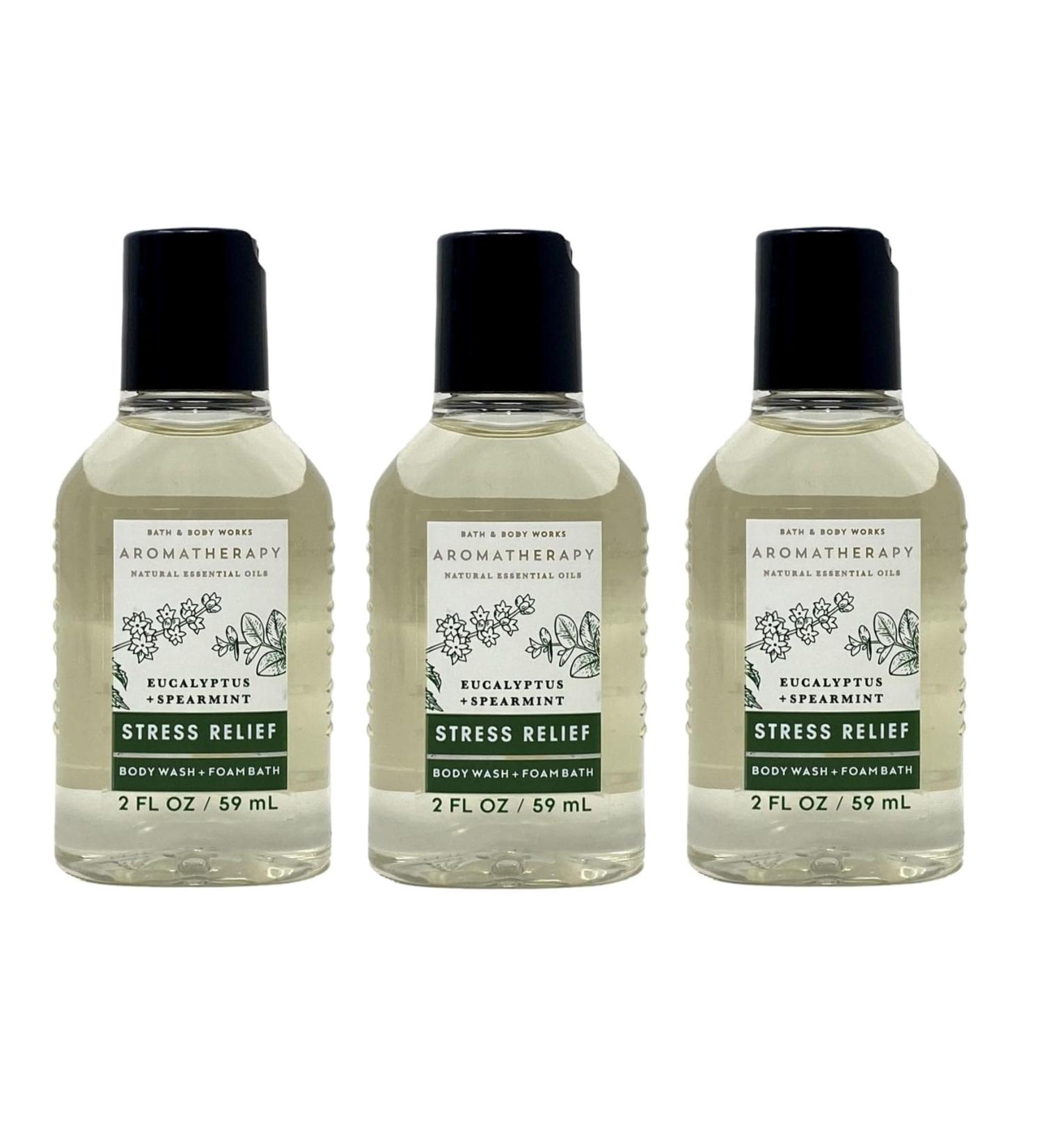 Bath & Body Works Aromatherapy Stress Relief Eucalyptus Spearmint - 3 Pack Travel Size - Body Wash.