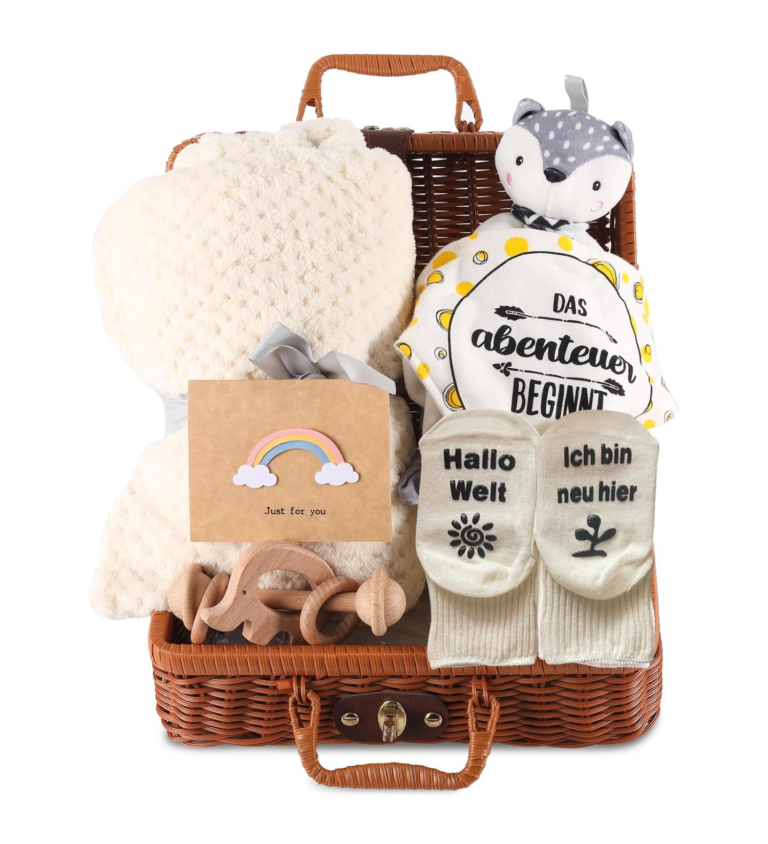 7-in-1 Tobogganing Baby Gift Set | Newborn Gift for Boys & Girls | Blanket Rattles Bibs & More | Perfect Baby Shower Souvenir - Buy Online on GoSupps.com