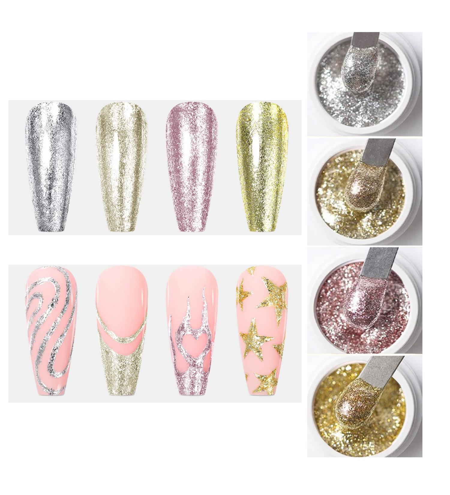 VERONNI Glitter Gel Nail Polish Set - Chrome Platinum Sparkly Colors for Home DIY Manicure - Buy Online on GoSupps.com