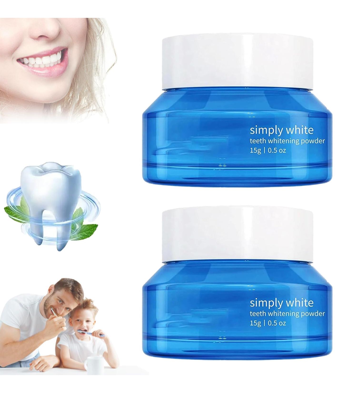 Teeth Whitening Powder | Instant Whitening and Stain Removal Natural No Sensitivity Fresh Breath Teeth Whitening Powder Used to Remove Stains Caused by Tea/Coffee/Food (2 PCS) - Buy Online on GoSupps.com