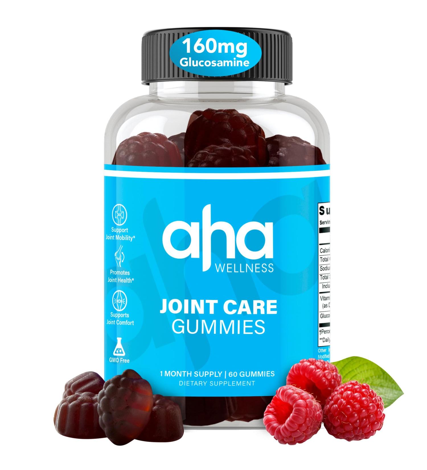 Raspberry Joint Care Gummies - Glucosamine Joint Support Supplement for Men & Women | Non-GMO Vitamin E - 30 Servings - Buy Online on GoSupps.com