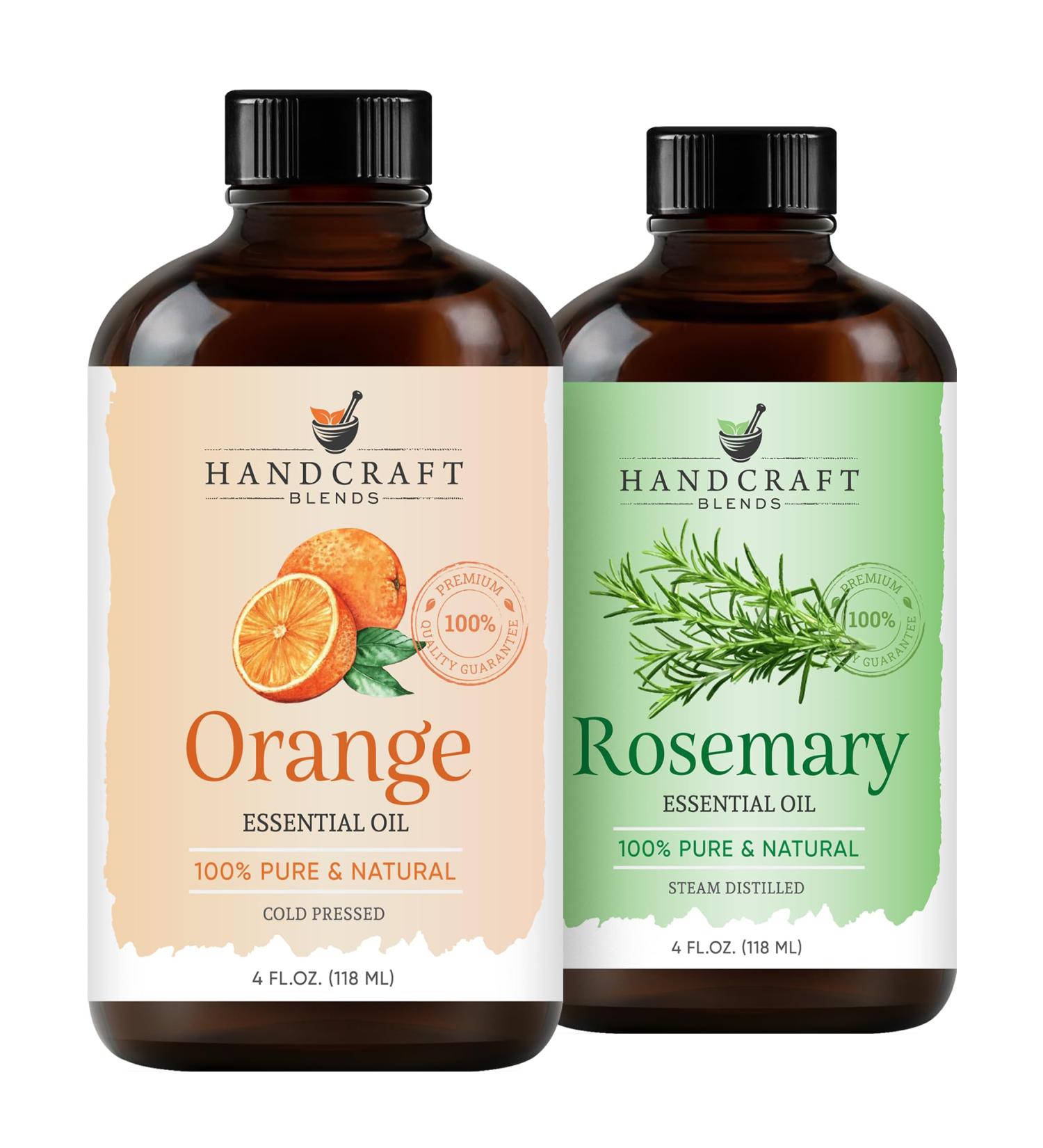 Handcraft Blends Bright Herbal Set: Rosemary and Orange Essential Oils (2 x 4 Fl Oz) 100% Pure & Natural for Diffuser Aromatherapy and DIY Projects - Buy Online on GoSupps.com