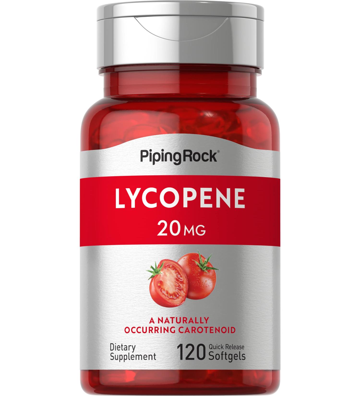 Piping Rock Lycopene Supplement | 20mg | 120 Softgels | Naturally-Occurring Carotenoid | Non-GMO Gluten Free - Buy Online on GoSupps.com
