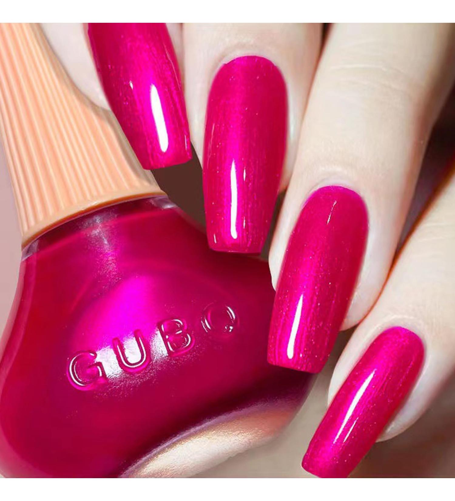 Hot Pink Nail Polish - Pearl Rose Red Nail Vanish - 12ml Bright Pink Glitter Quick Dry Nail Lacquer Holographic Quick Dry Shimmer Long-lasting Glossy Nail Art Varnish Pearl Pink - Buy Online on GoSupps.com