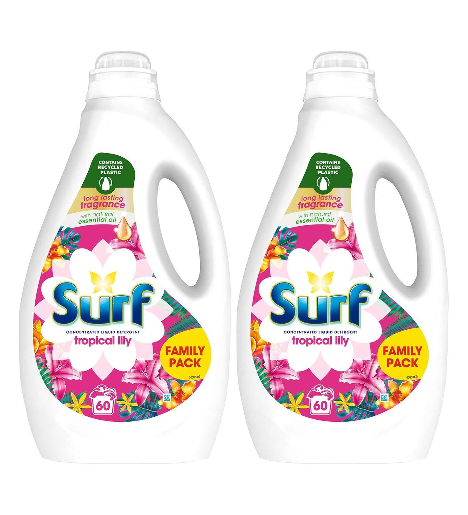 Surf Concentrated Liquid Detergent Long Lasting Fragrance and Made with Natural Essential Oil Tropical Lily or Coconut Bliss Family Pack 1.62 Litre 60 Washes (Tropical Lily Buy 2) - Buy Online on GoSupps.com