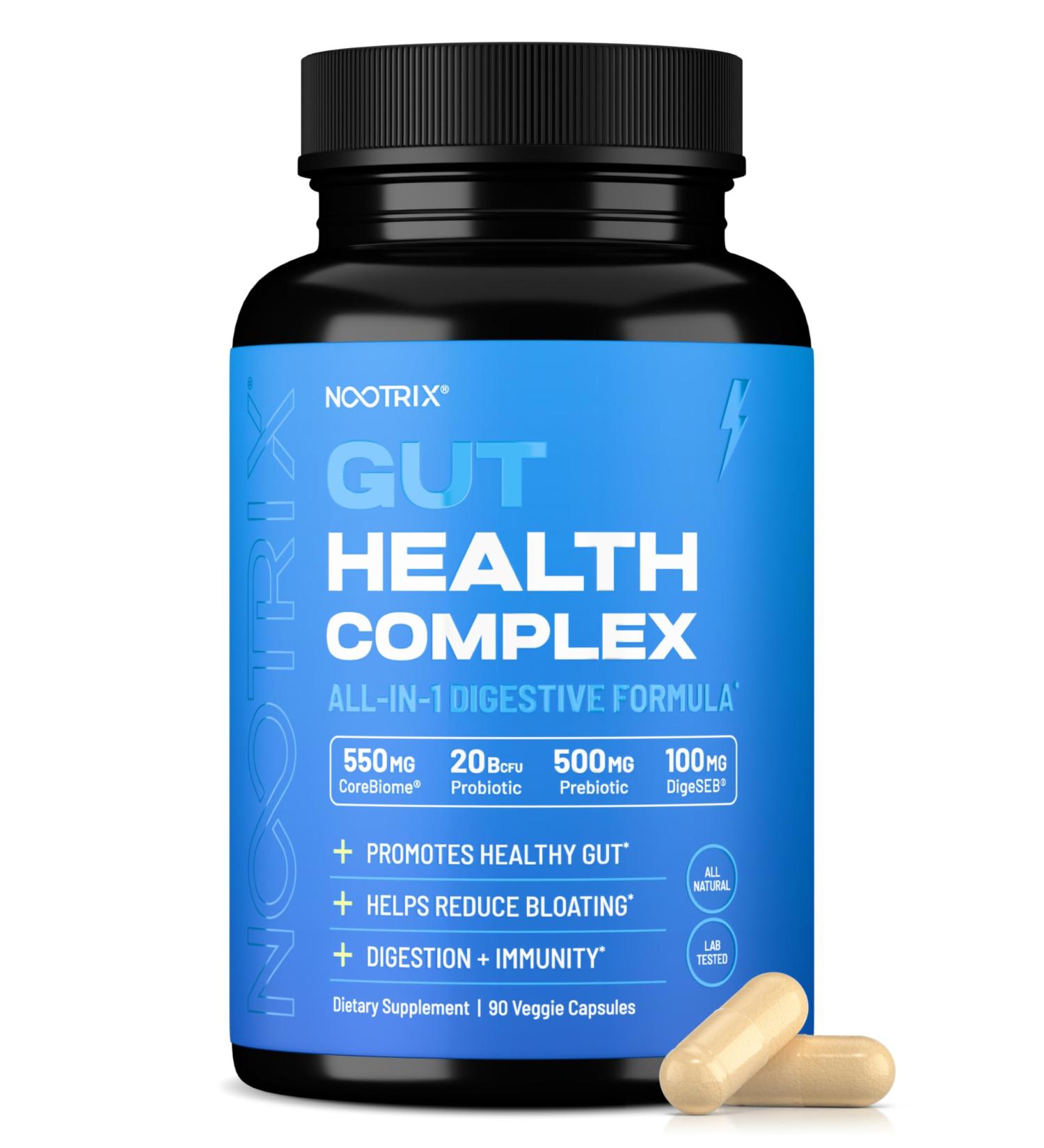 Nootrix Gut Restore + Protect Supplement | Probiotics for Gut Health Colon Cleanse & Bloating Relief | Promotes Healthy Digestion | Digestive Enzymes Postbiotics & Prebiotics | 90 Capsules 90 Count (Pack of 1) - Buy Online on GoSupps.com