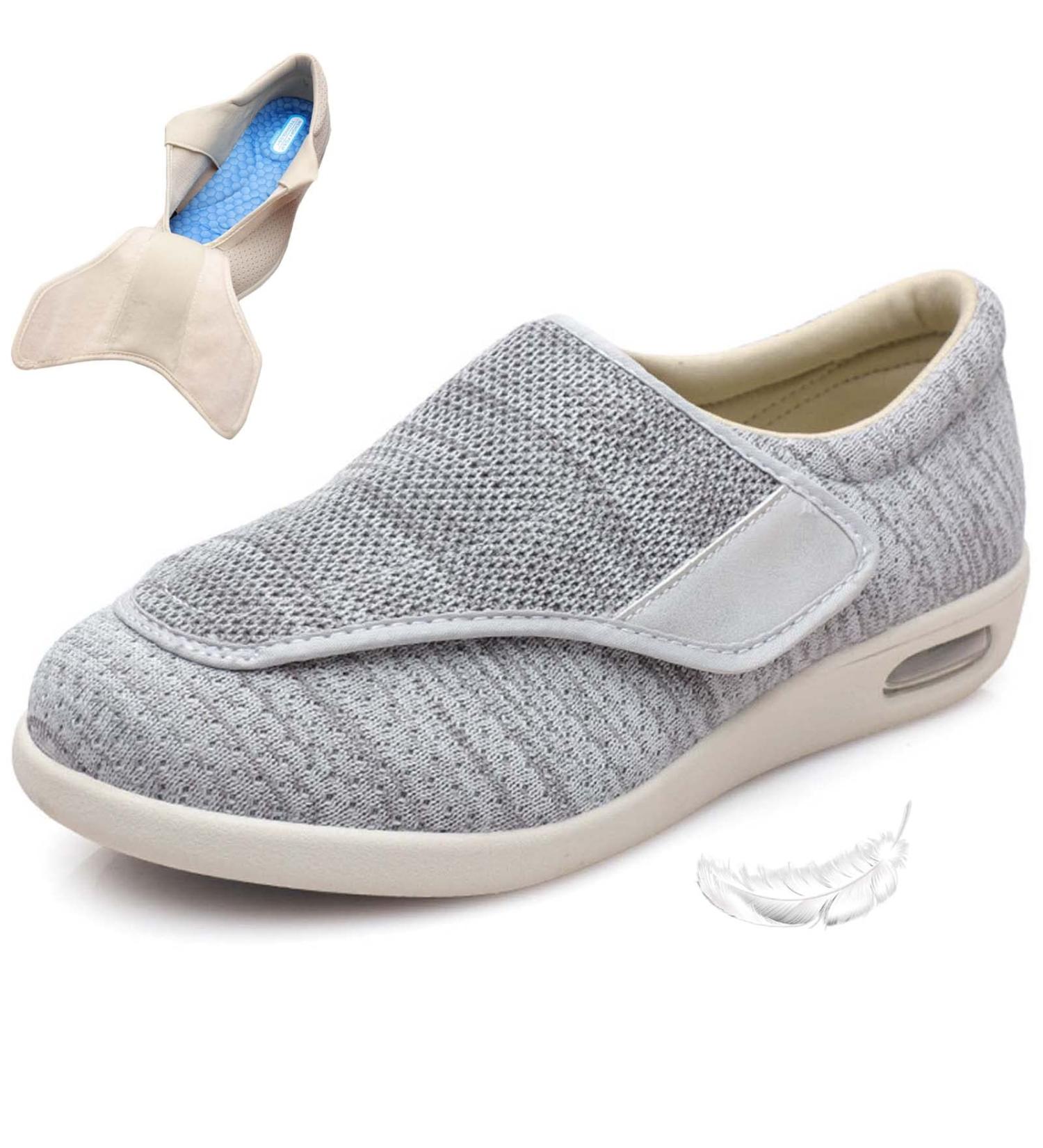 Stylish Women's Diabetic Shoes for Plantar Fasciitis & Swollen Feet - Light Gray (Size Men 4.5/Women 5) - Buy Online on GoSupps.com