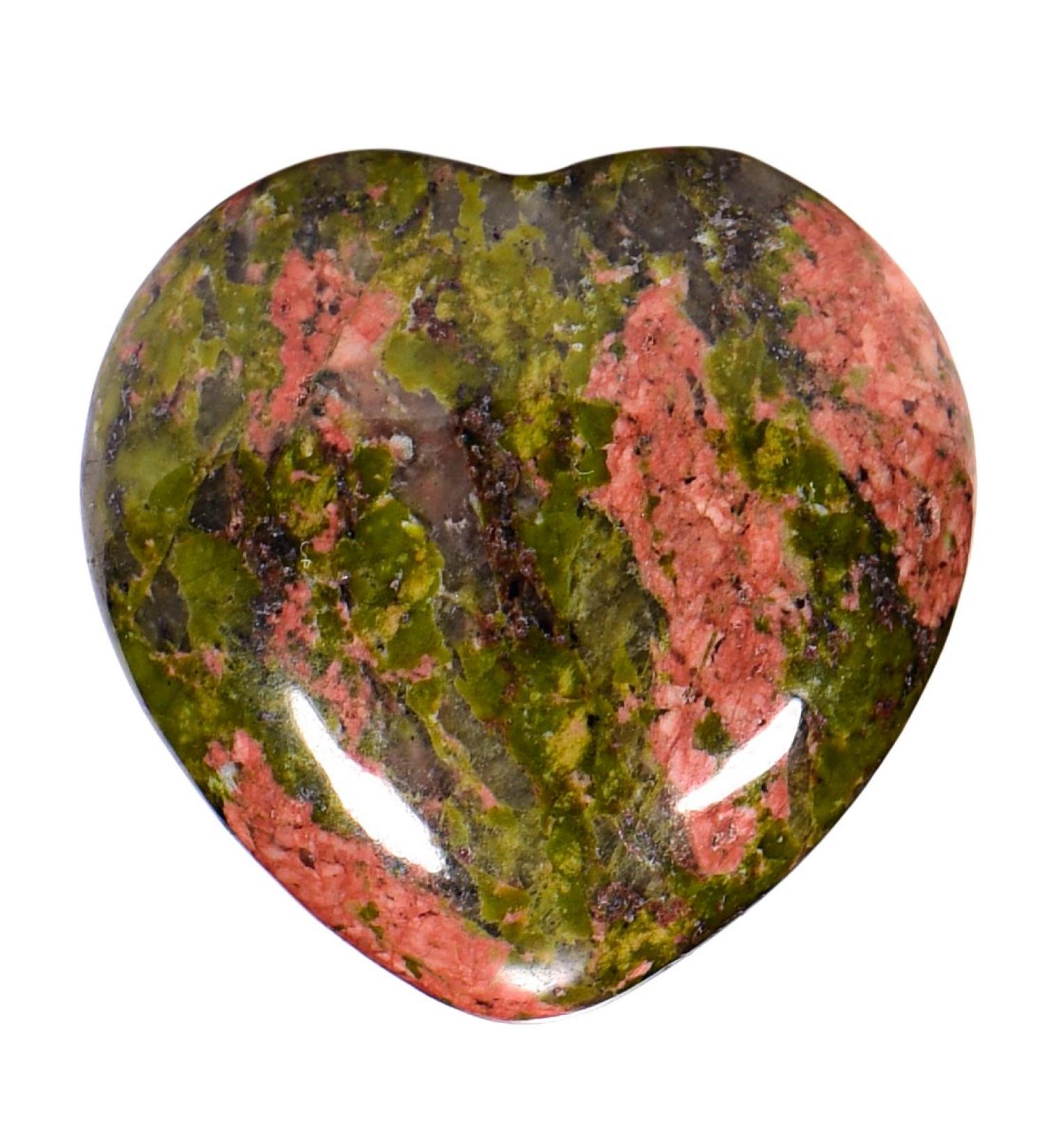 Morella Gemstone Heart Lucky Charm - Unakit Stone Heart 3cm in Velvet Bag | International Shipping - Buy Online on GoSupps.com