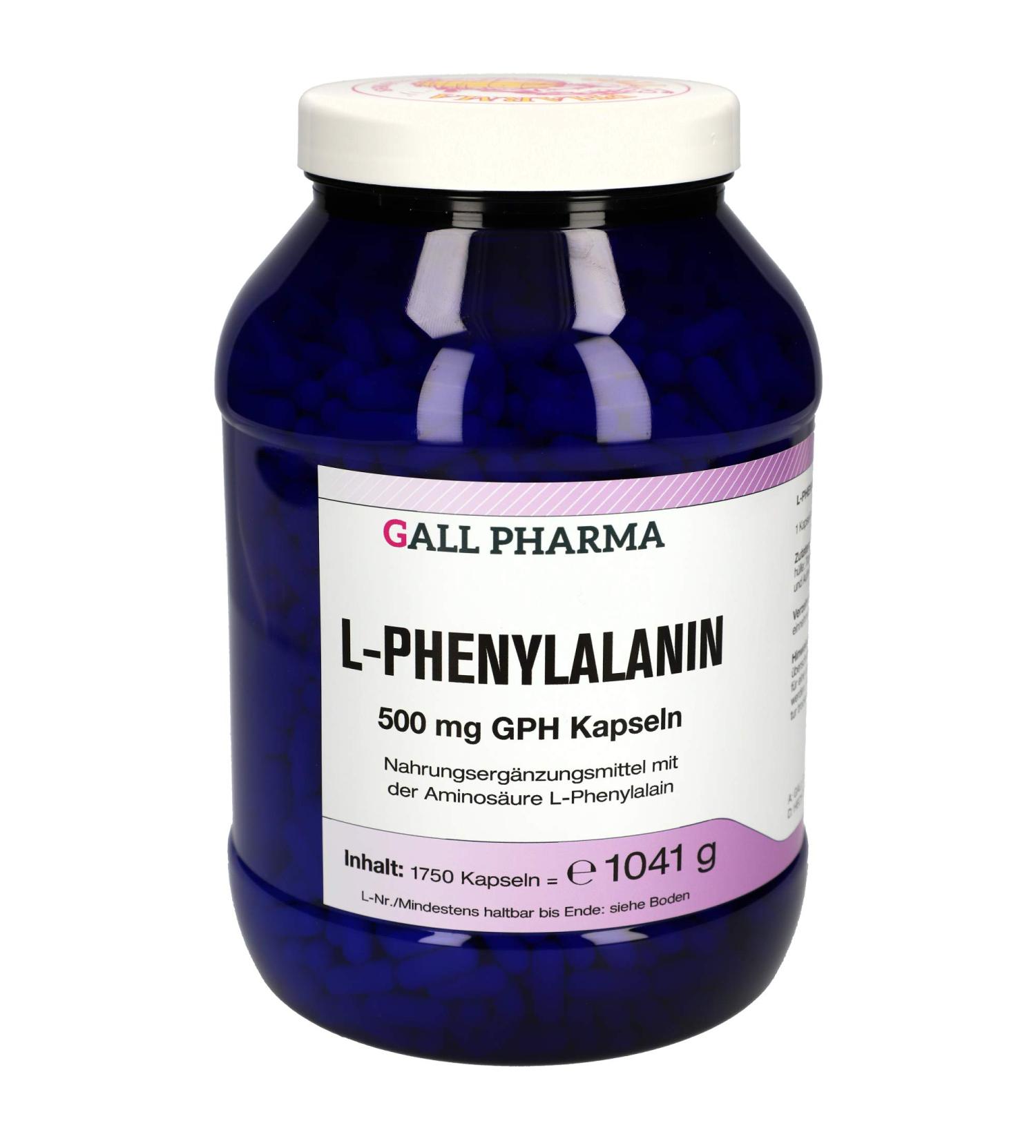 Buy Gall Pharma L-Phenylalanine 500 mg Capsules - 1750 Pieces | International Shipping Available - Buy Online on GoSupps.com