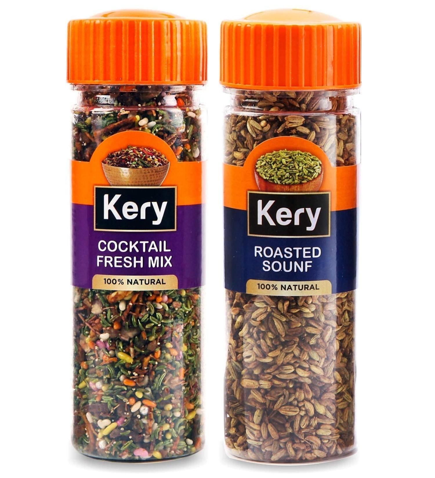 Kery Cocktail Fresh Mix Mukhwas & Roasted Saunf 2 Bottles 180g (Rajasthani Mouth Fresheners)_Packing May Vary