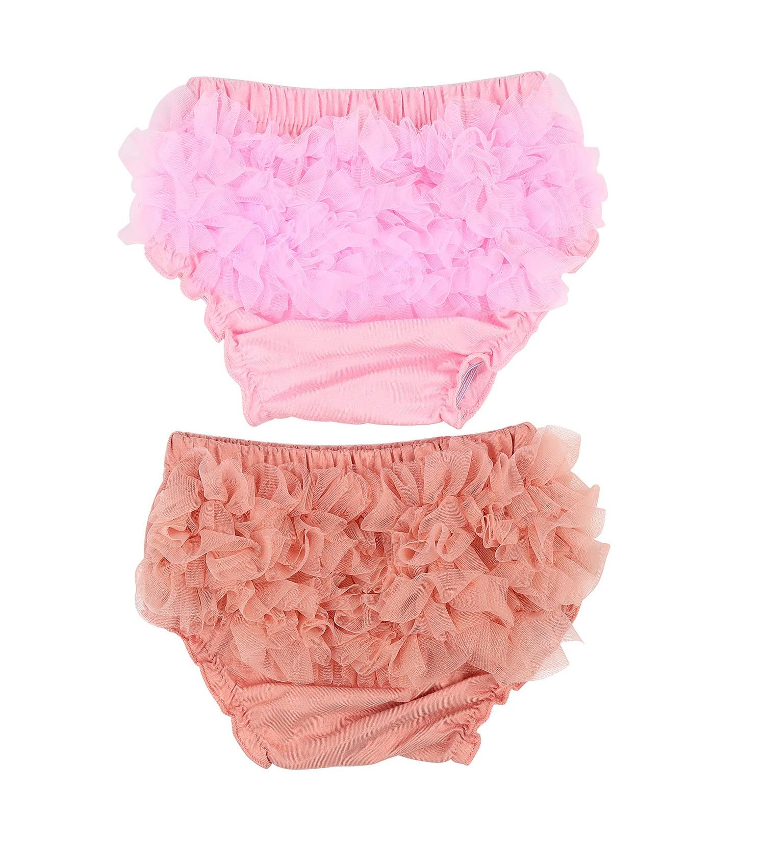 HOOLCHEAN Baby Infant Girls 2PCS Set Tulle Ruffle Bloomer 6-12 Months in Pink & Dusty Pink - Buy Online on GoSupps.com