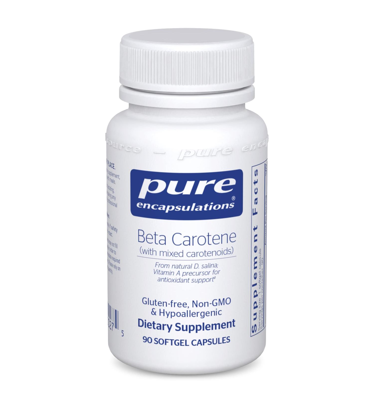 Pure Encapsulations Beta Carotene with Mixed Carotenoids 90 Softgel Capsules - Hypoallergenic Antioxidant and Vitamin A Precursor - Buy Online on GoSupps.com