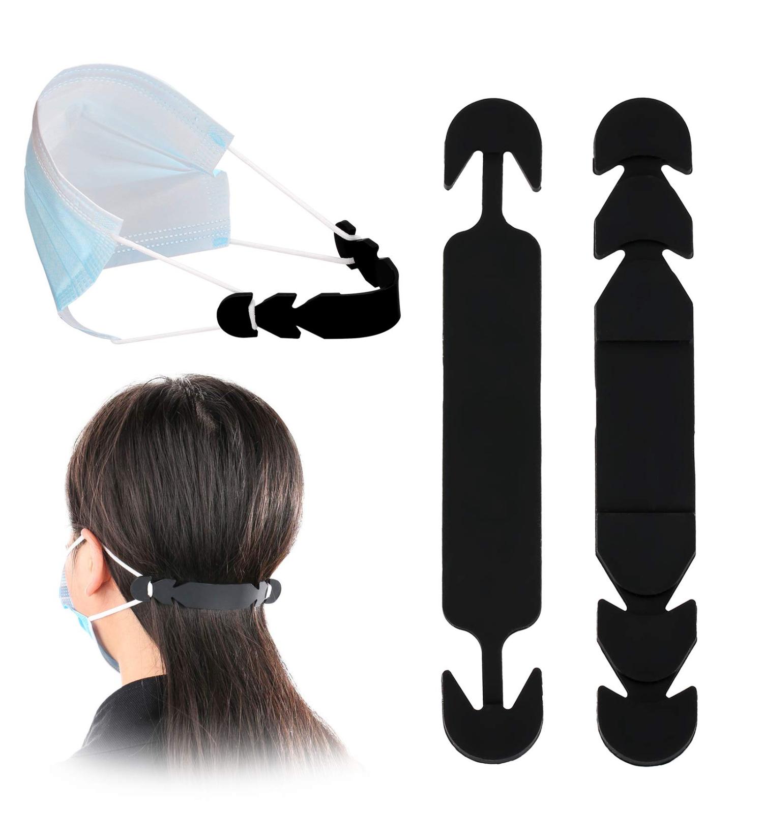 LOVMOV Silicone Anti-Slip Ear Hook Buckle Extension Straps - Reusable & Adjustable for Adults and Children (Black) - Buy Online on GoSupps.com