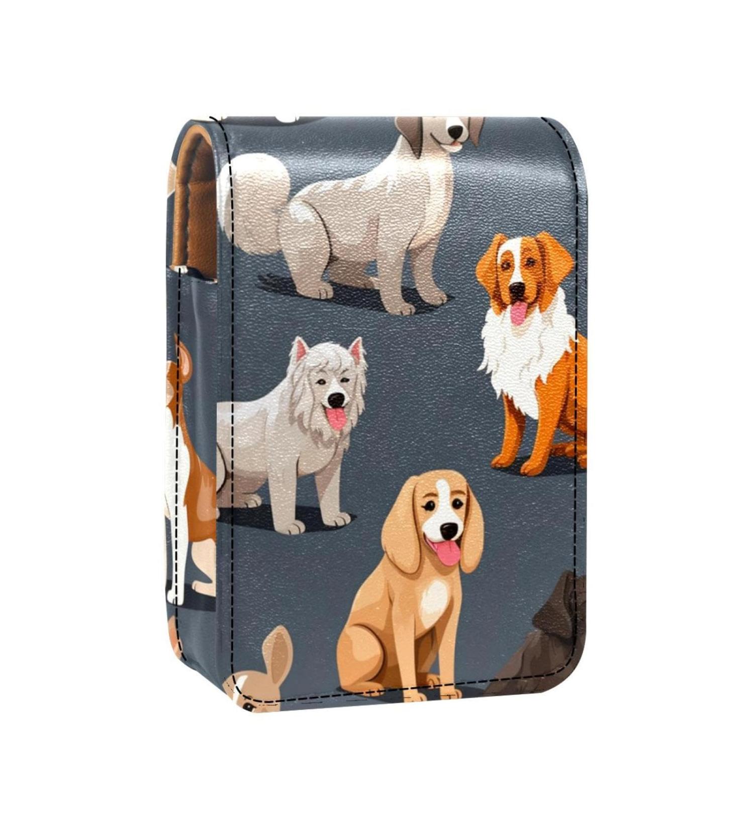 Travel Lipstick Organizer Case | Portable Makeup Bag with Mirror | Dog-Themed Makeup Storage - Buy Online on GoSupps.com