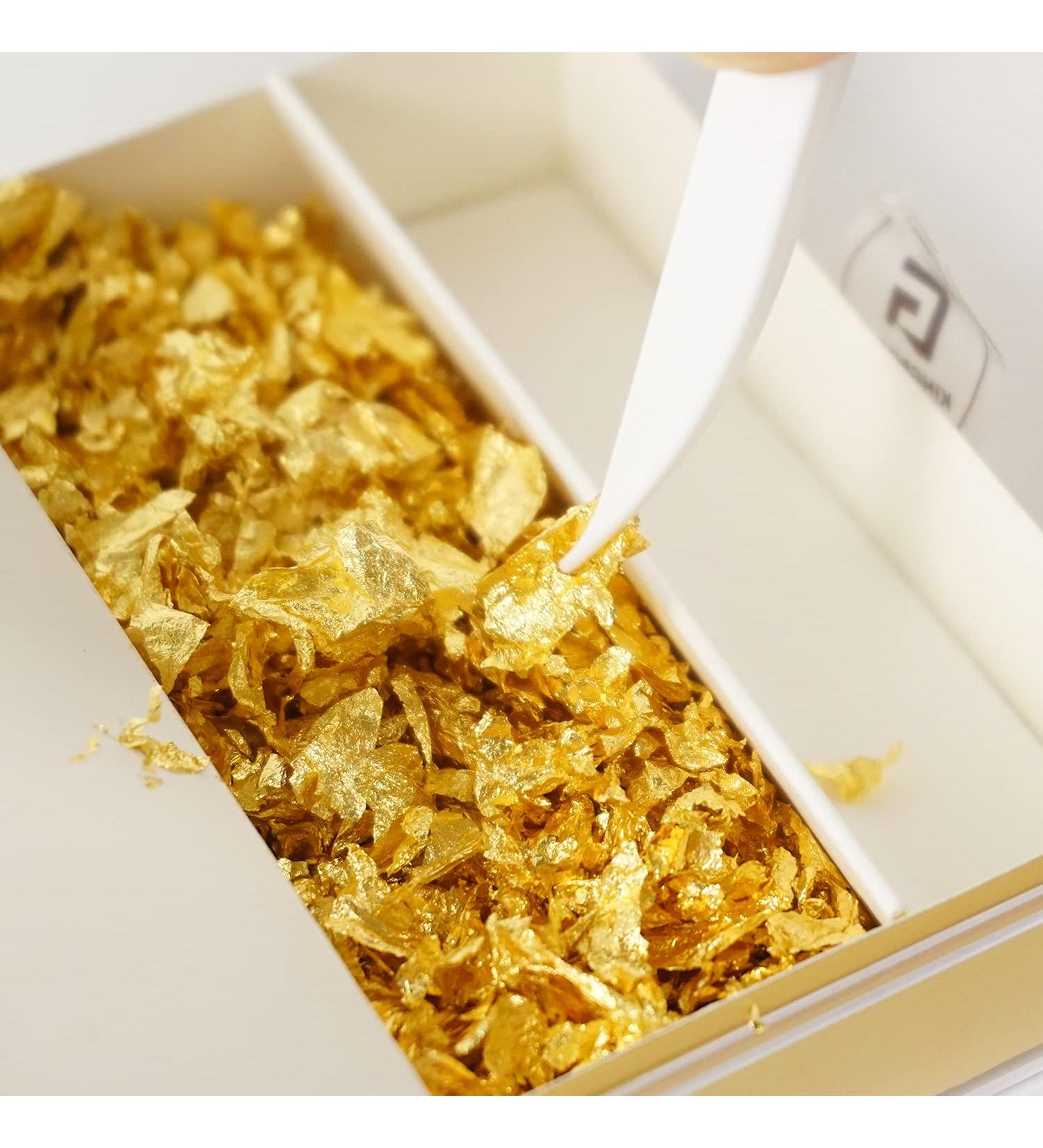 KINGBOOM 24K Edible Gold Leaf Flakes 200mg - Genuine Gold for Cakes, Drinks, Nails - Decorate in Style! - Buy Online on GoSupps.com