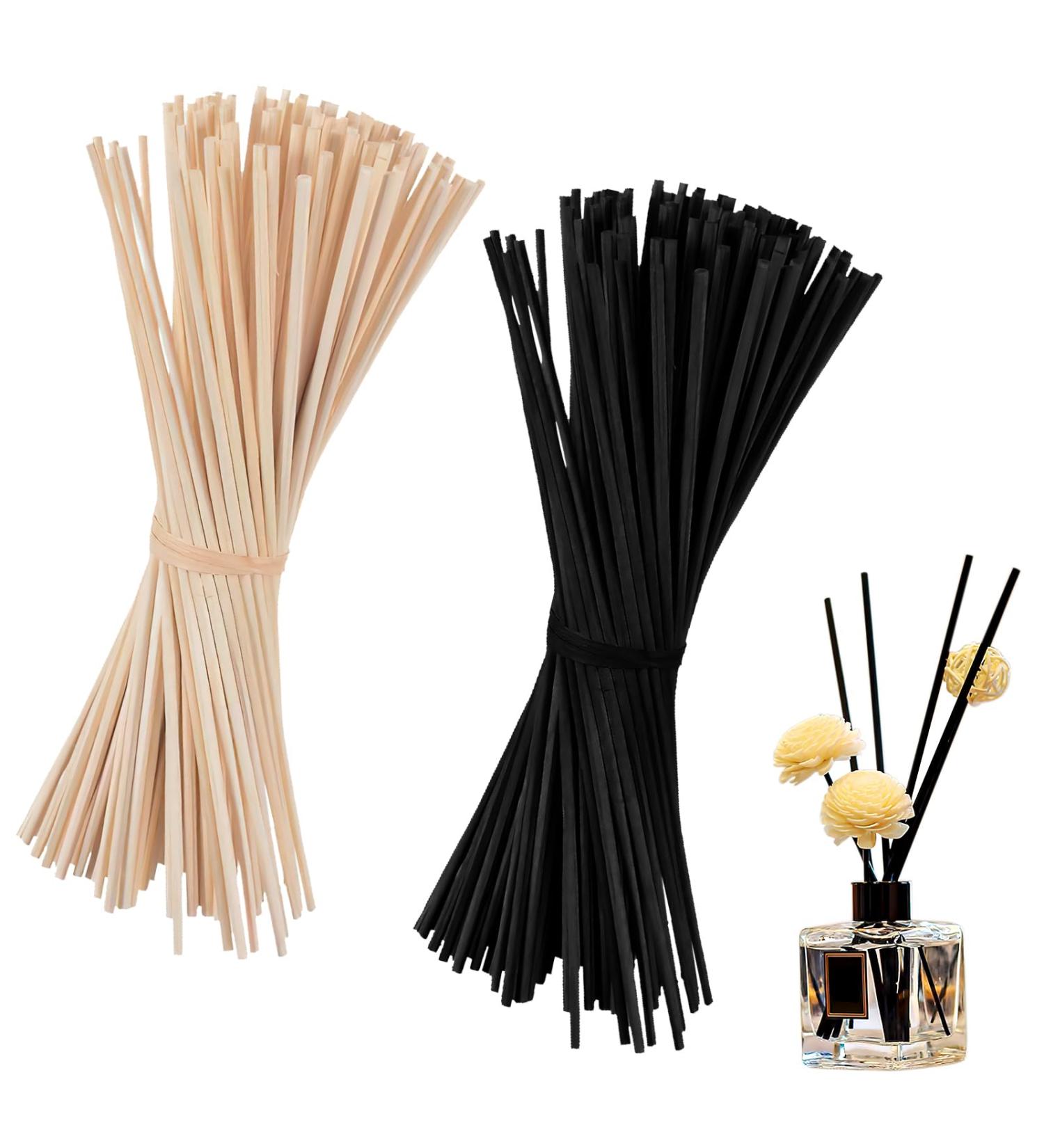 Vossot 100 Fragrance Sticks - Black & Natural Reed Diffuser Aroma Sticks for Home Office Hotel Spa | 20cm x 3mm Rattan Room Fragrance - Buy Online on GoSupps.com