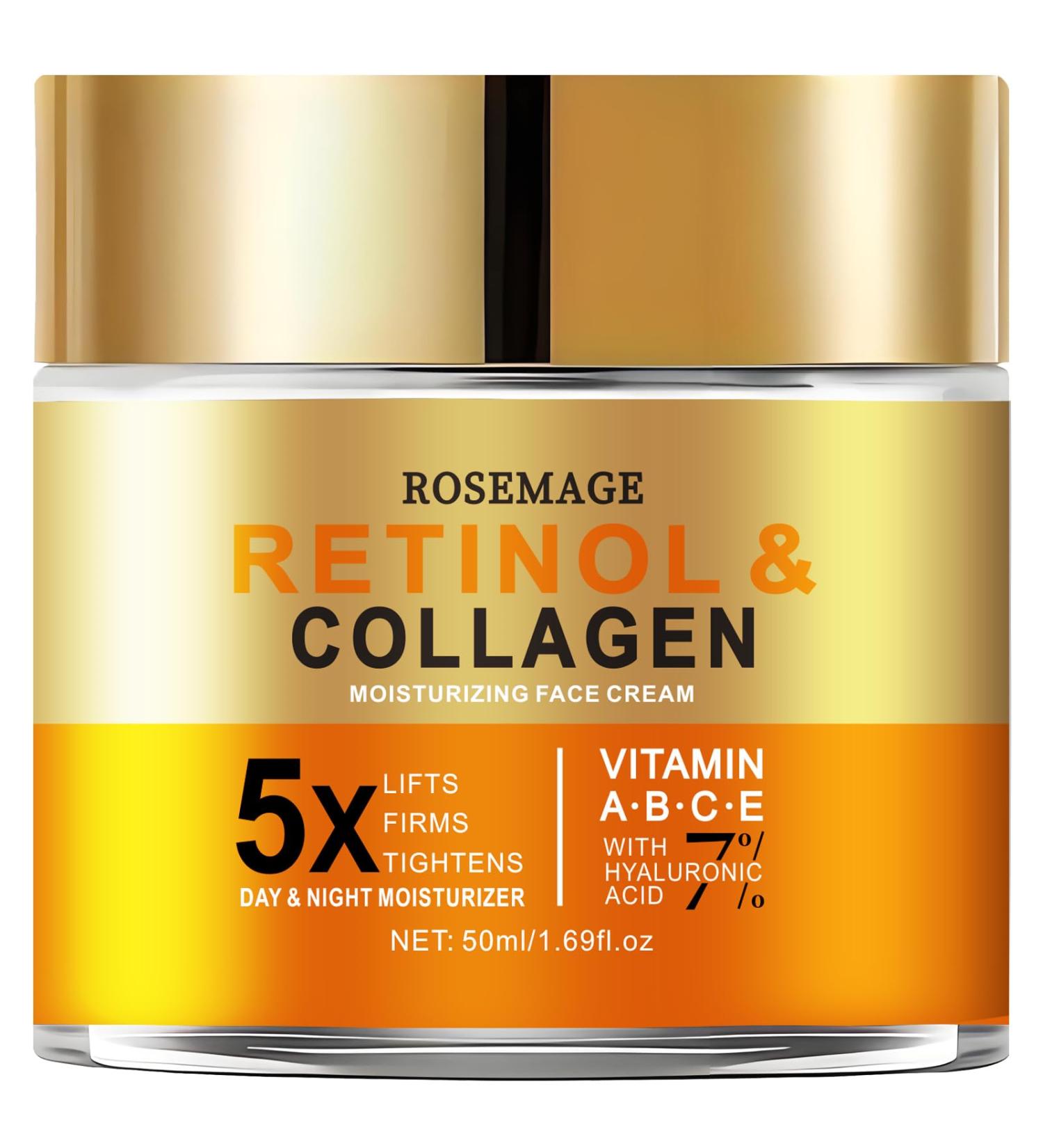 Retinol Cream for Face with Hyaluronic Acid Anti Aging Wrinkle Cream for Women and Men Day and Night Collagen Moisturizer to Minimize Wrinkles Dryness - Buy Online on GoSupps.com
