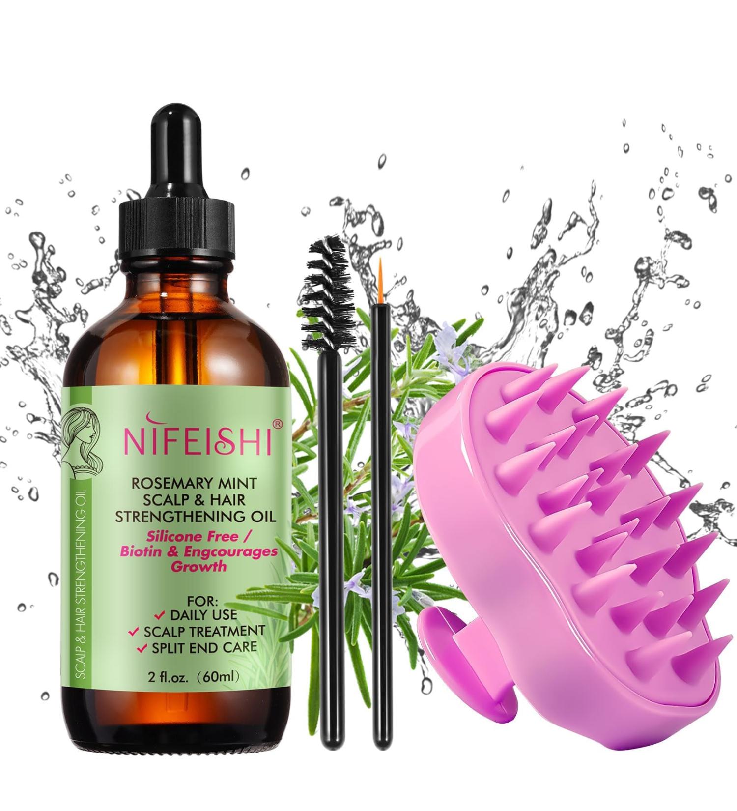 Organic Rosemary Oil for Hair Growth - 100% Pure with Scalp Massager | Biotin & Essential Oils for Nourished Scalp & Reduced Hair Loss - Buy Online on GoSupps.com
