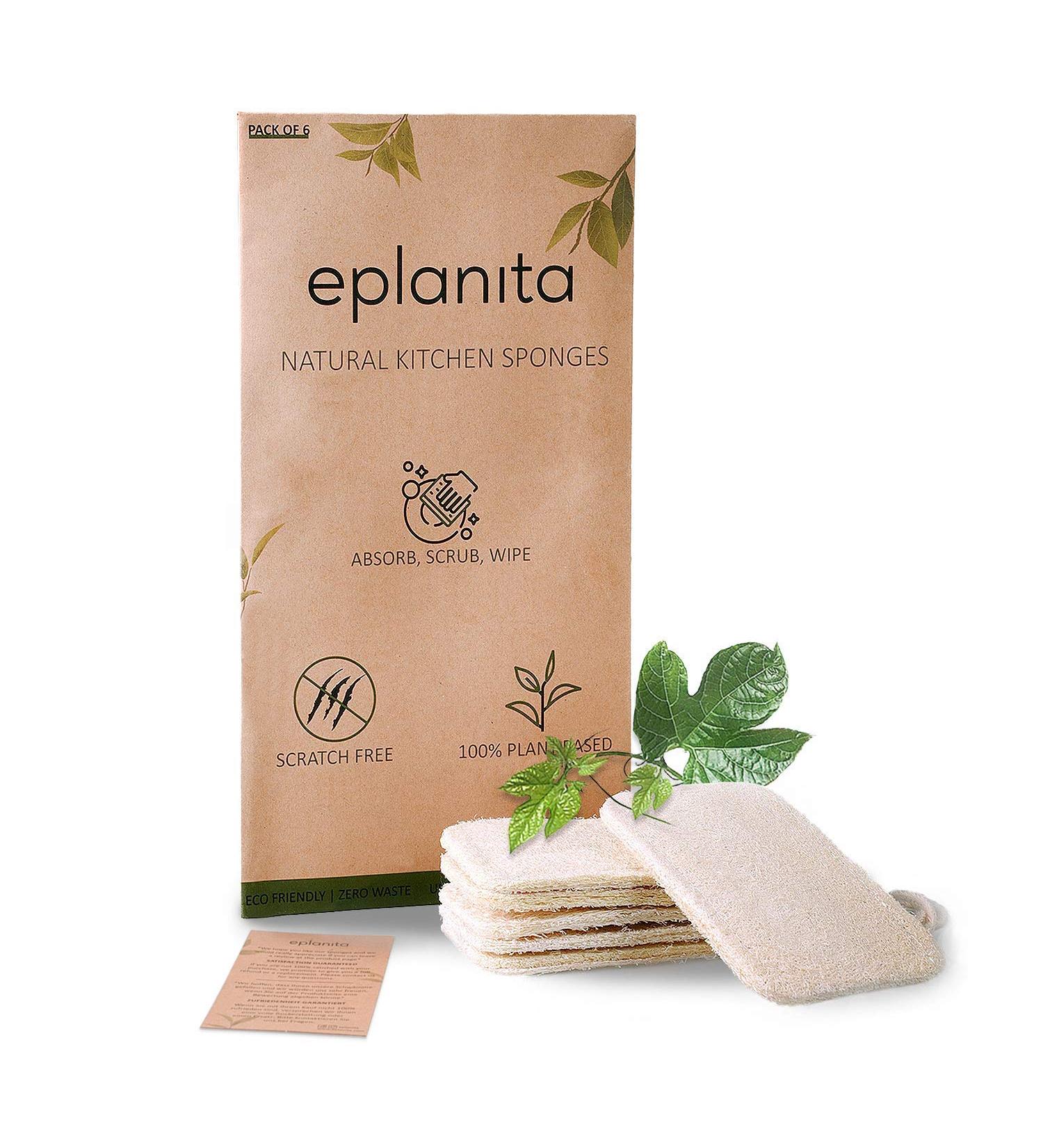 Eco-Friendly Eplanita Natural Dishes Ruts (6-Pack) - Biodegradable Kitchen Scrub Scourer | Zero Waste Luffa Plant - Buy Online on GoSupps.com