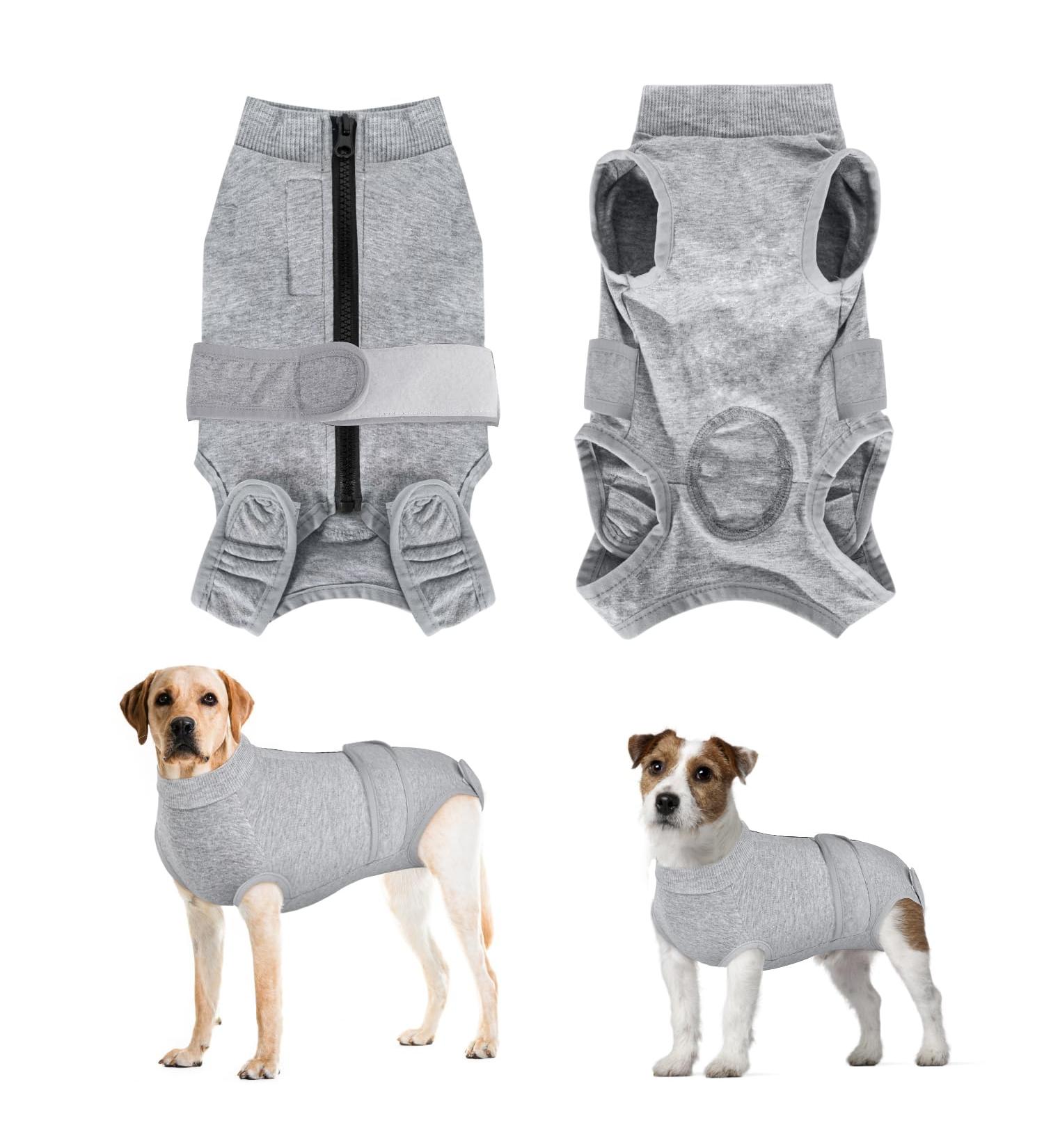 Eyein Dog Body After Surgery - Breathable Soft One-Piece with Zipper & Belt for Wound Protection | XL Gray | E-Collar Alternative for Pets - Buy Online on GoSupps.com