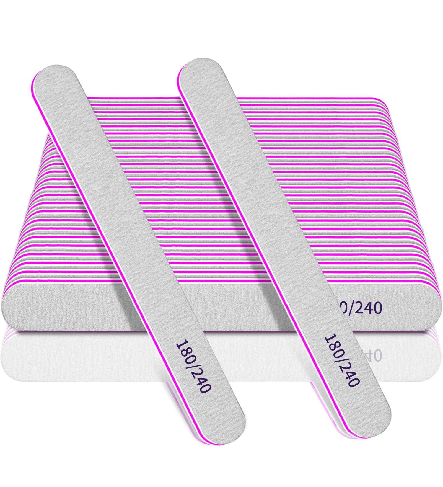 25 Professional Nail Files - 180/240 Grit Double-Sided for Natural Nails | Perfect for Nail Studios - Buy Online on GoSupps.com