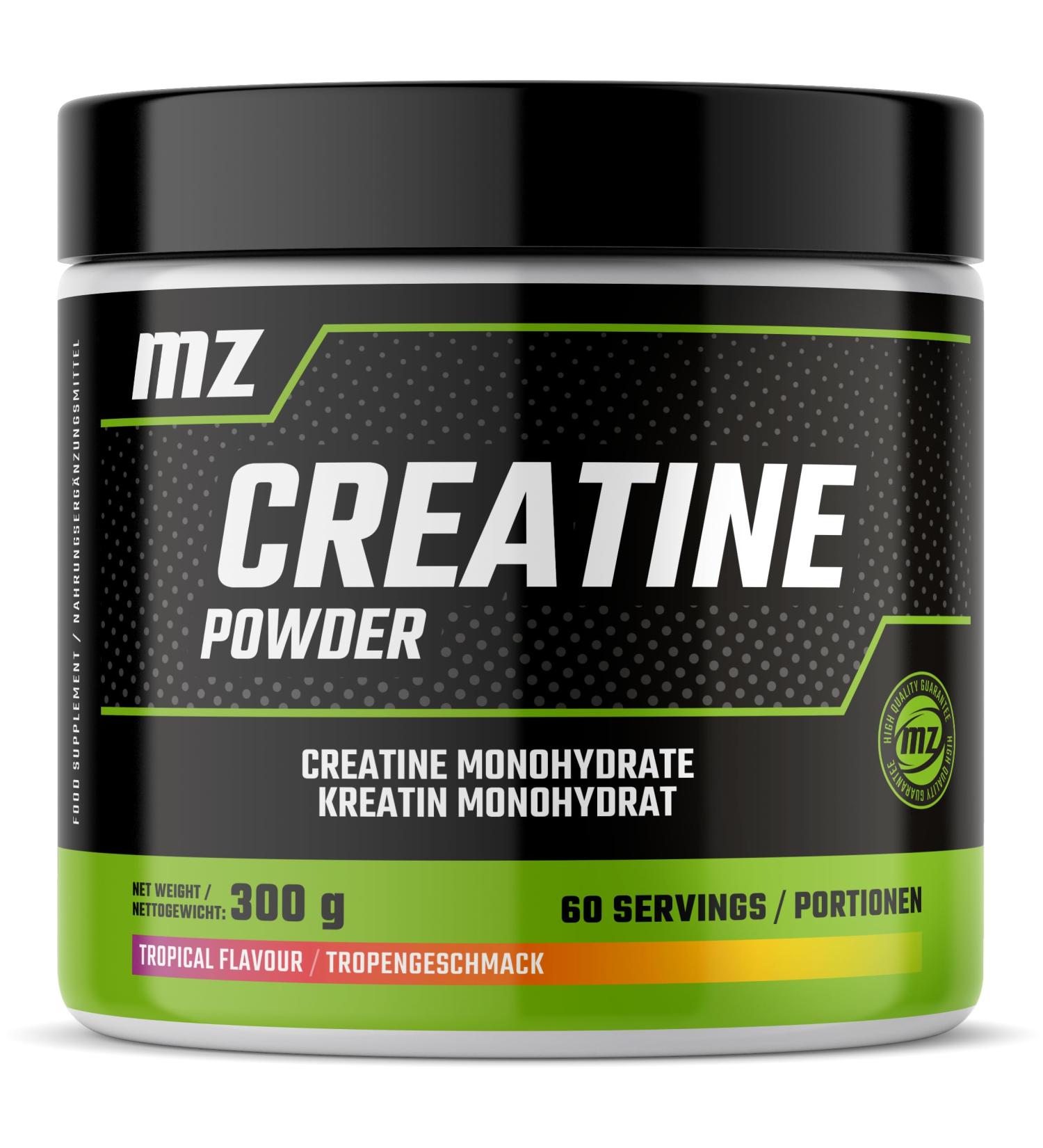 Buy Creatine Powder 300g - 4150mg Creatine Monohydrate with Magnesium - 60 Servings for High-Intensity Workouts - Tropical Flavour - MZ Energy & Performance - Buy Online on GoSupps.com