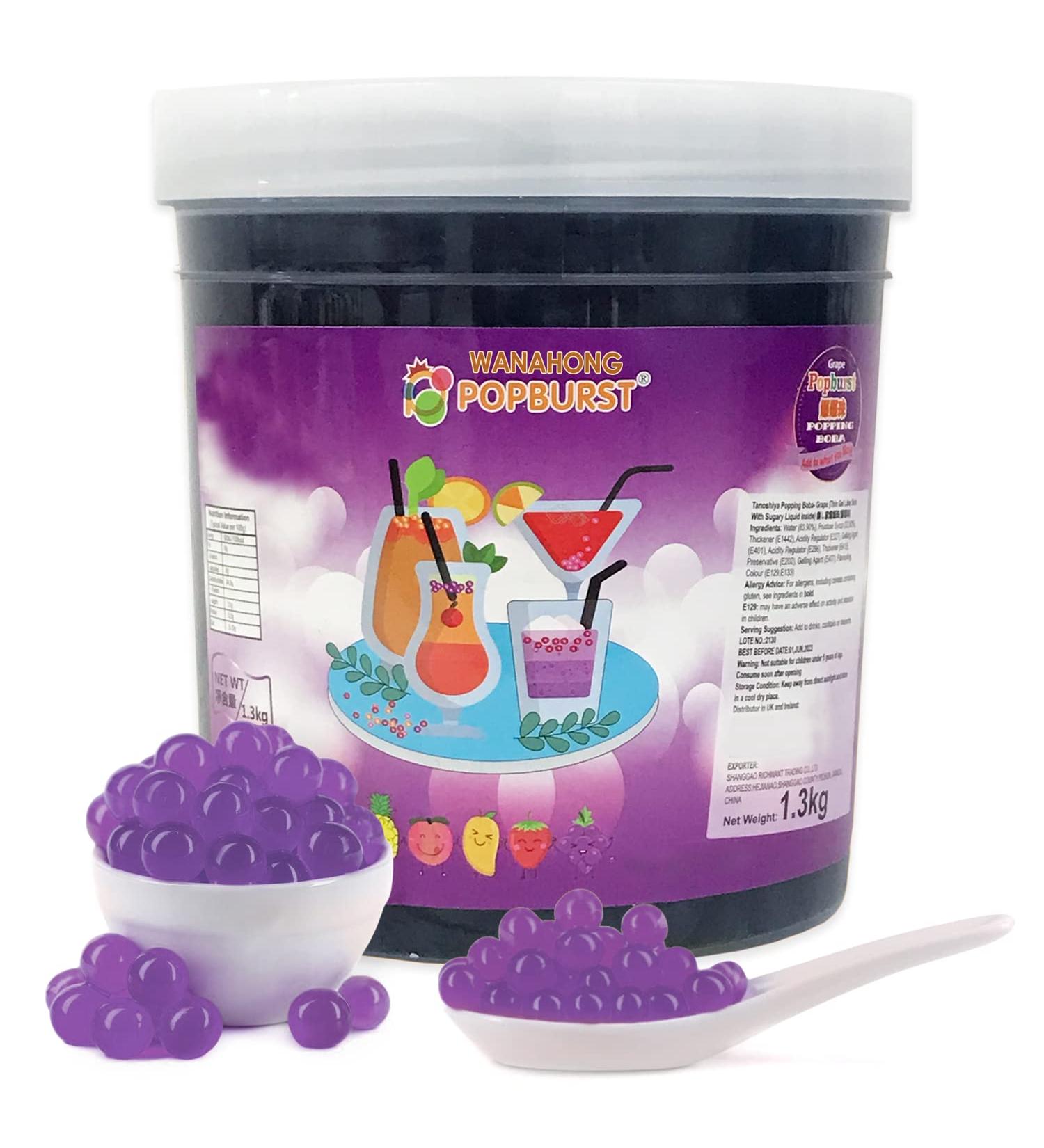 WaNaHong Popping Boba Pearl 1.3 KG Dessert Toppings - Grape Flavor for Prosecco and Cocktails - Buy Online on GoSupps.com