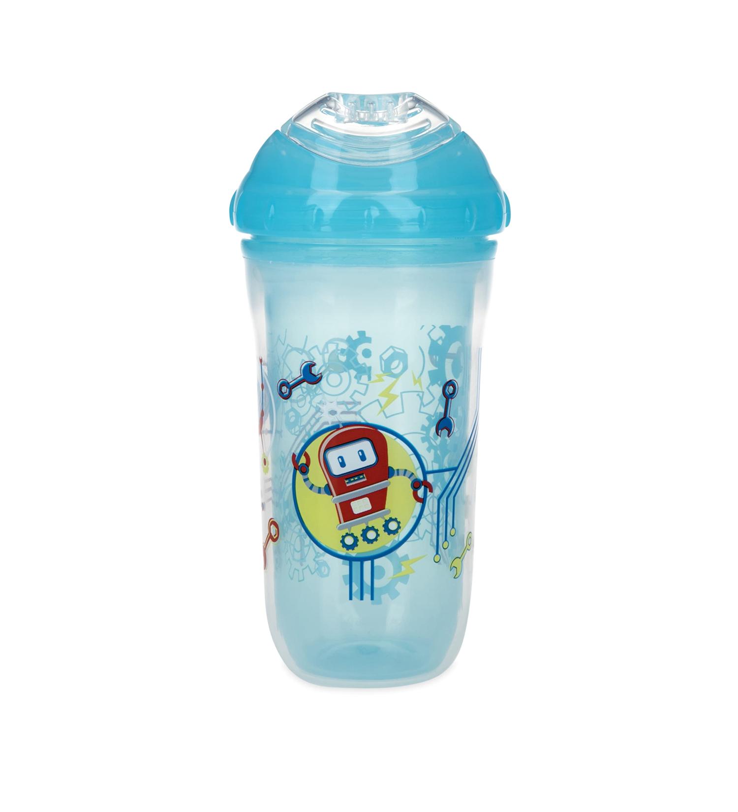 Nuby No-Spill Insulated Cool Sipper  9 Ounce Light Blue  Robots Light Blue Robots