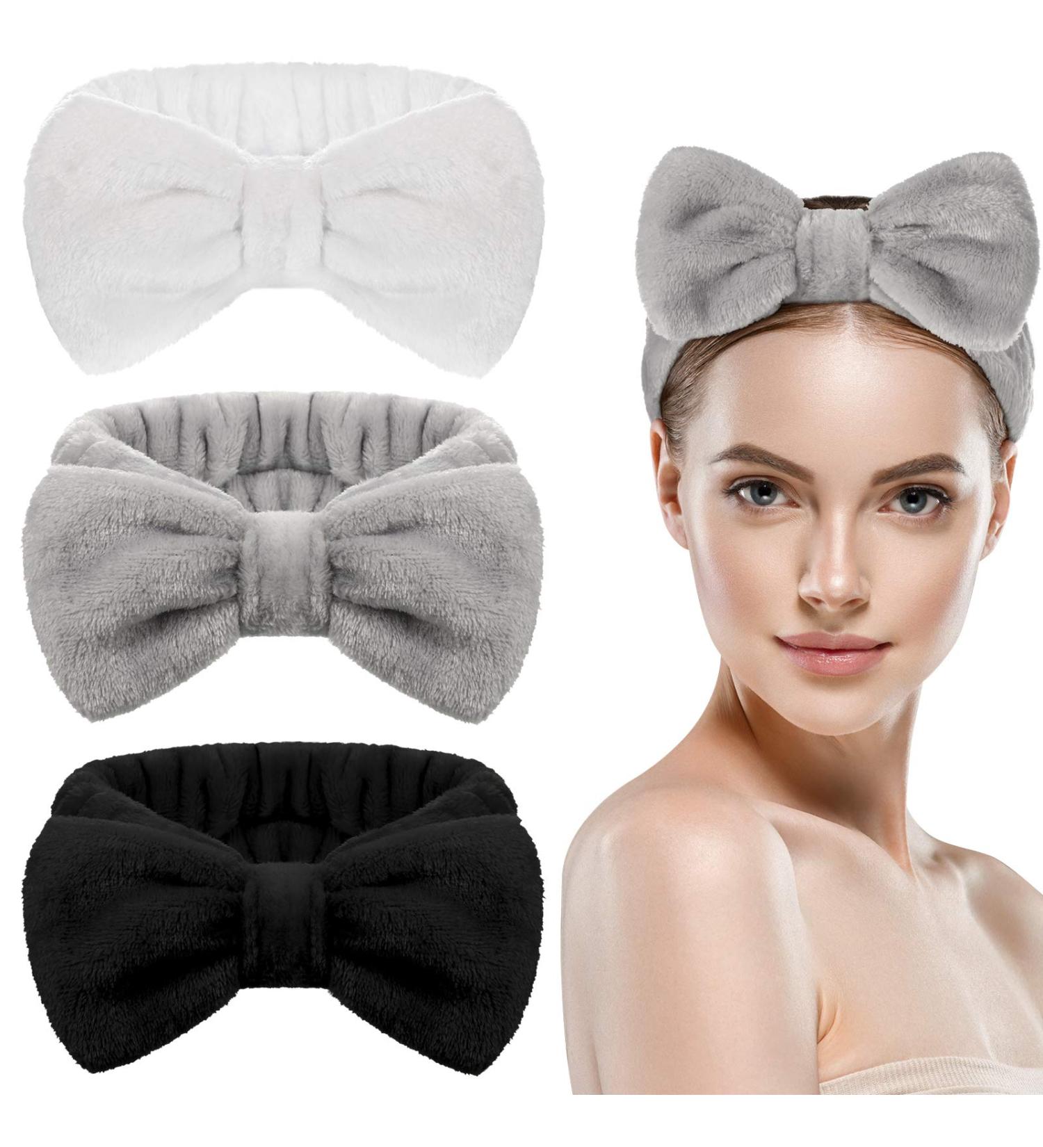 Willbond 3-Piece Bowknot Hair Bands - Fleece Cosmetic Hair Wraps for Women & Girls | Shower & Sport Use - Buy Online on GoSupps.com