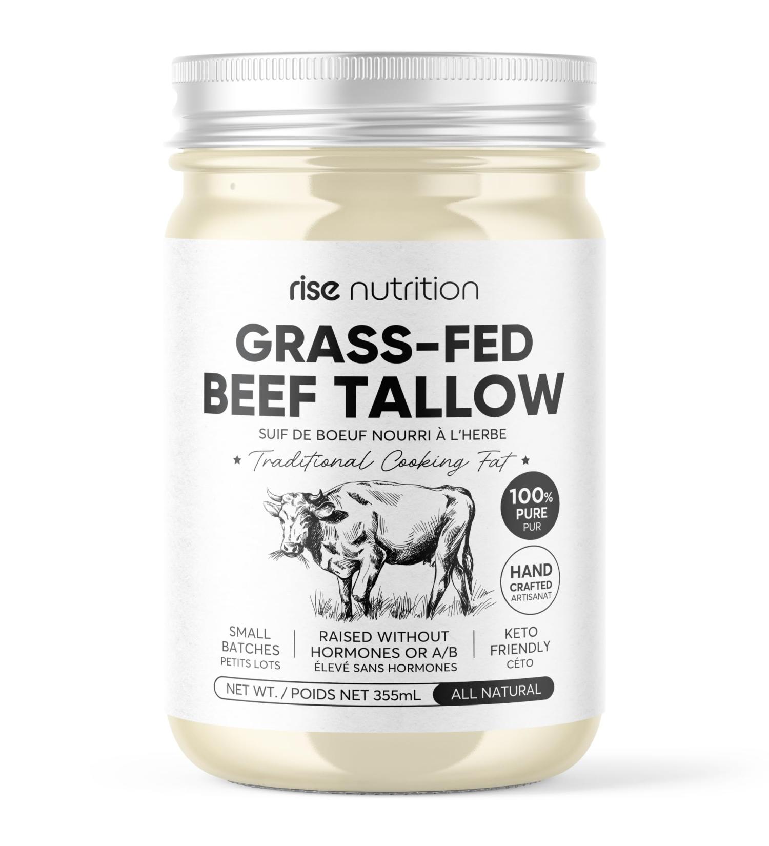 Rise Nutrition Grass-Fed Beef Tallow | 100% Pure | Paleo-Friendly Keto Friendly | 12 oz (355mL) - Buy Online on GoSupps.com