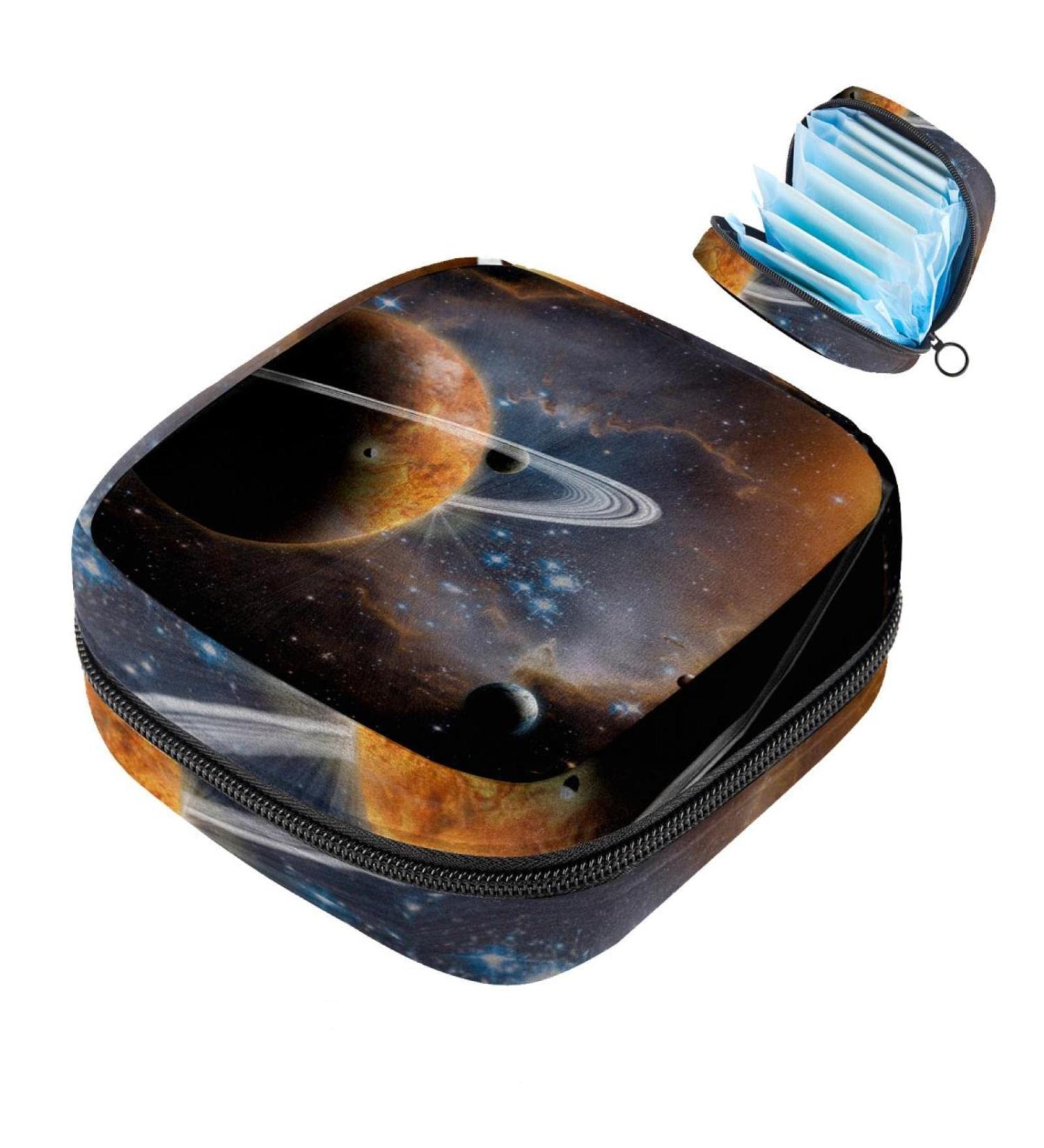 Galaxy Space Planets Menstrual Pad Bag & Cup Holder - Portable Zippered Design for Teens & Women - Buy Online on GoSupps.com