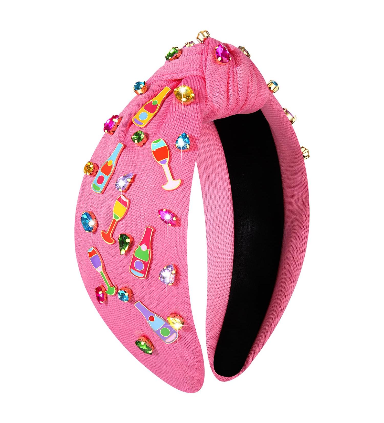 Champagne Headband for Women Hot Pink Champagne Glass Headband Embellished Rhinestone Crystal Knotted Headband Holiday New Year s Eve Birthday Hair Accessories Bachelorette Party (Champagne Bottle 4) - Buy Online on GoSupps.com