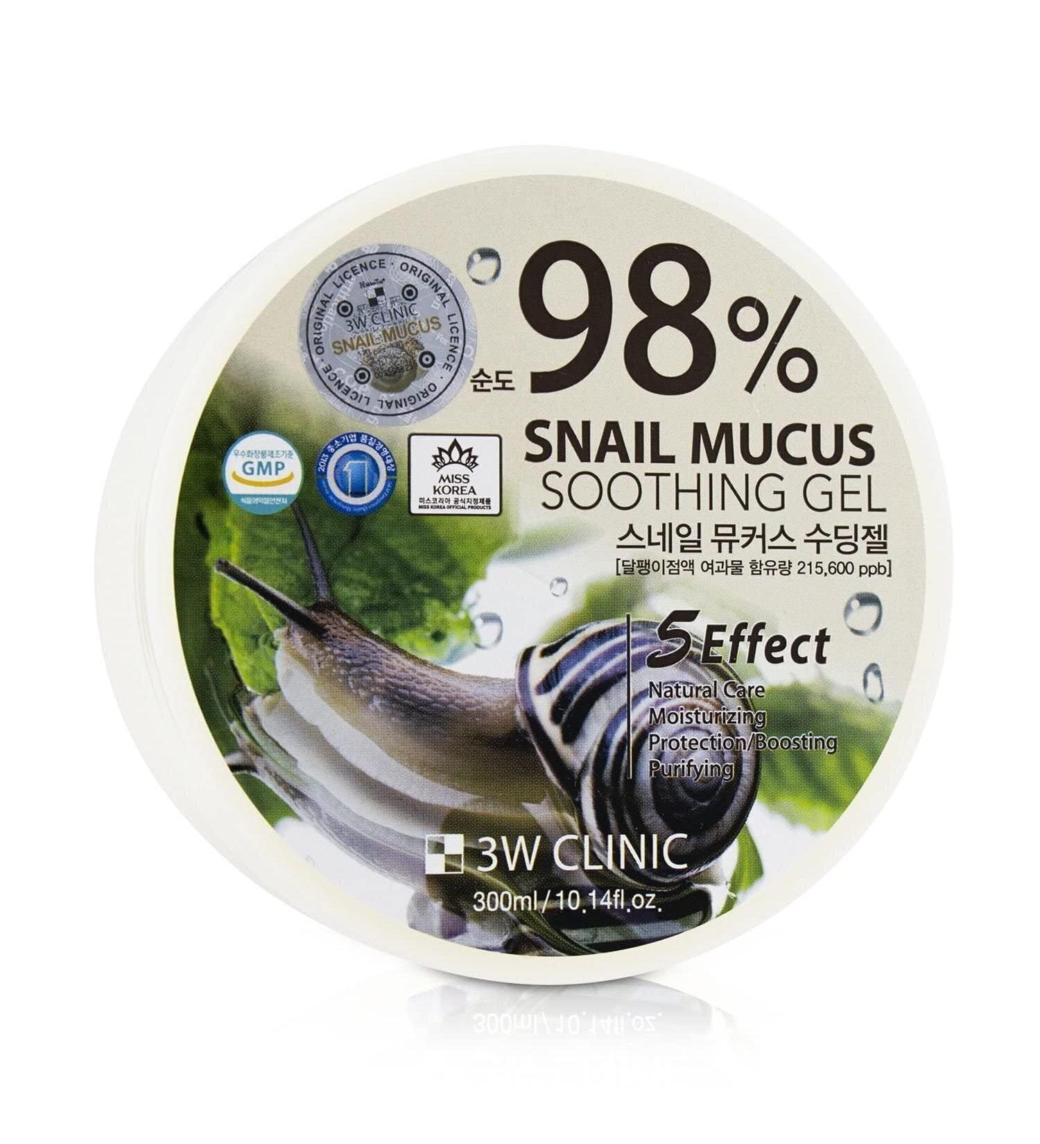 3W Clinic - 98% Snail Mucus Soothing Gel(300ml/10.14oz) - Buy Online on GoSupps.com