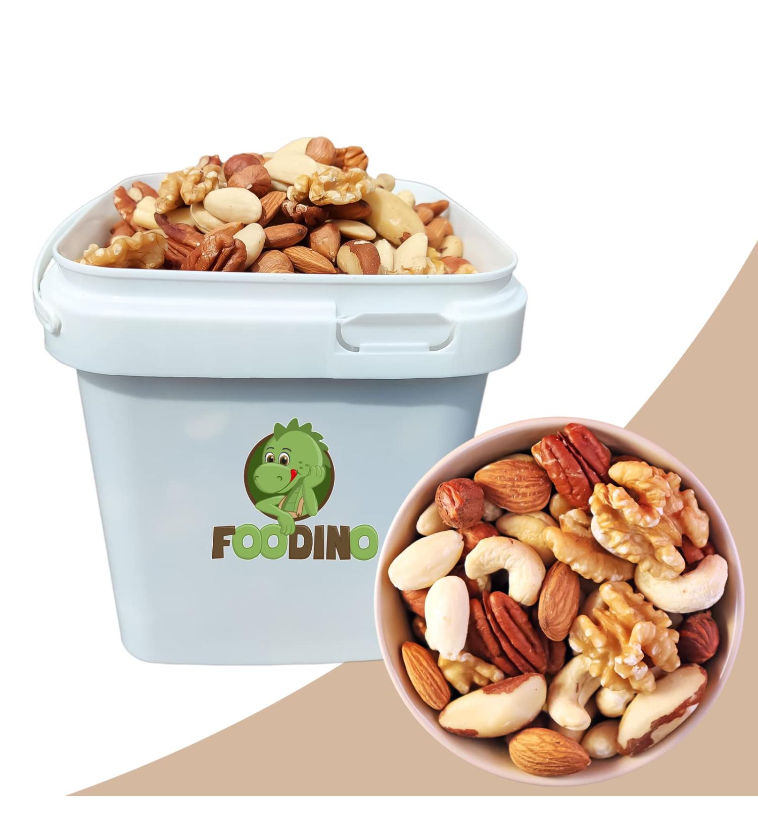 Buy Nut Mix of Nature: Almonds Hazelnuts Cashews Pecans & Walnuts - All-Natural 500g to 5kg Student Feed Mix in Practical Bucket - Buy Online on GoSupps.com