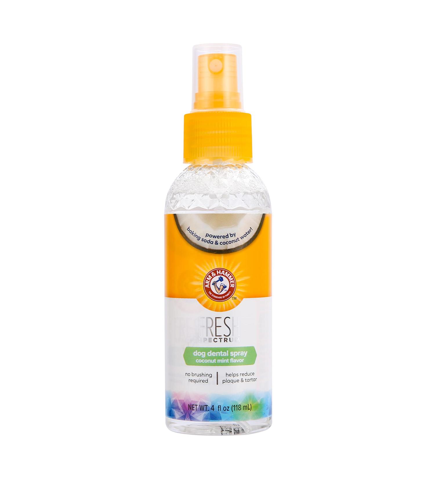 ARM & HAMMER Fresh Spectrum Coconut Mint Dog Dental Spray 118ml Best Dental Care for Dogs Removes Plaque & Tartar Freshens Breath Gum & Teeth Cleaning No Brushing Easy to Use Pet Oral Hygiene - Buy Online on GoSupps.com