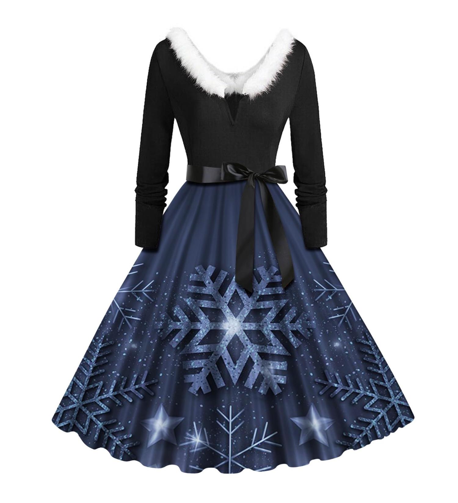 Festive Christmas Sweater Dress for Women - Casual Long Arm Hoodie Tunic - Retro Classy Xmas Jumper Dress - Buy Online on GoSupps.com