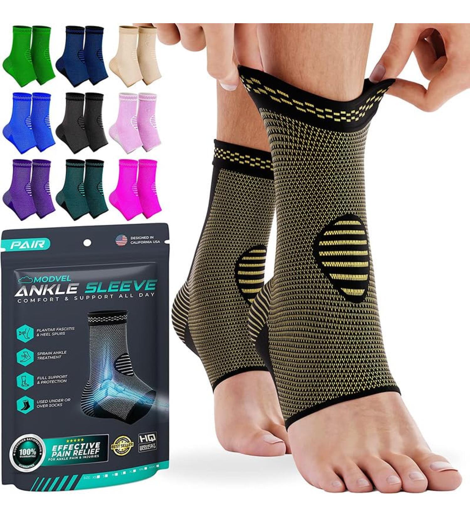 Modvel Foot & Ankle Brace Socks - Compression Sleeve for Sprained Ankle Support - Unisex Tendonitis & Arthritis Relief - Perfect for Sports & Running - Small Size with E Copper - Buy Online on GoSupps.com