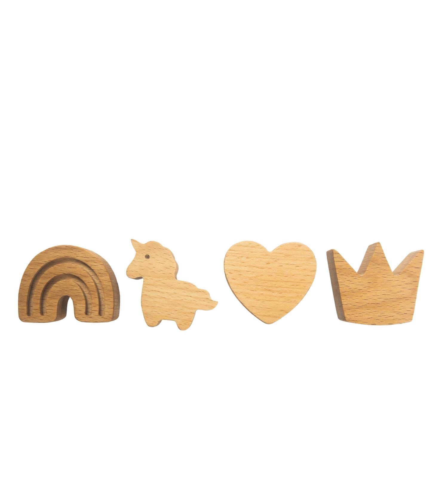 Planimal Set: 4 Wooden Children's Chest of Drawers with Unique Handles - Unicorn Crown Heart Rainbow Designs - Perfect for Kids' Rooms - Buy Online on GoSupps.com