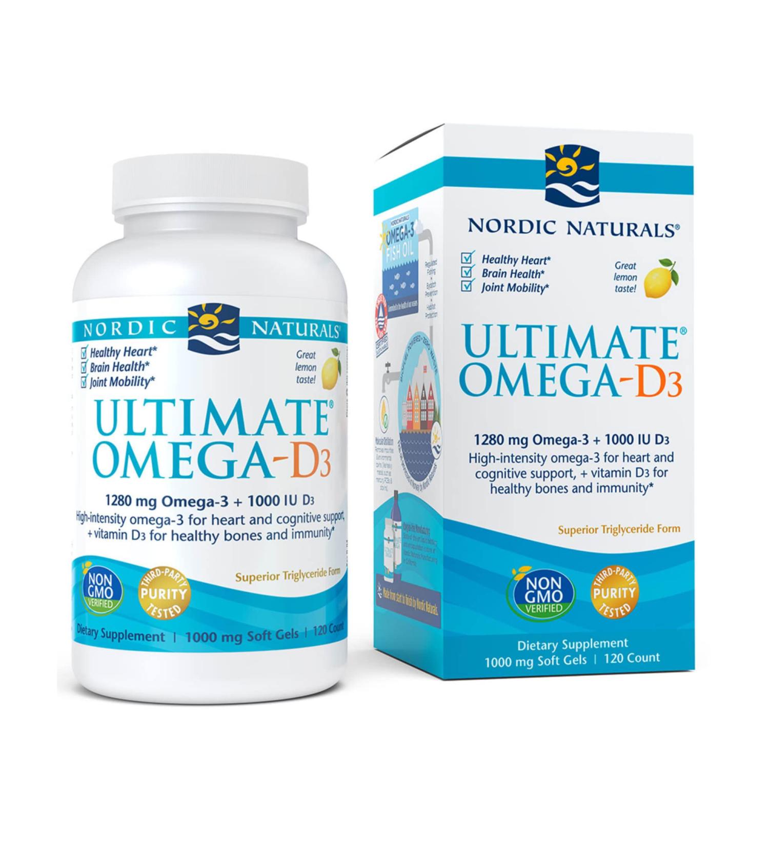 Nordic Naturals Ultimate Omega-D3 Lemon 1000 mg - 120 Soft Gels - Premium Fish Oil & Vitamin D - Buy Online on GoSupps.com