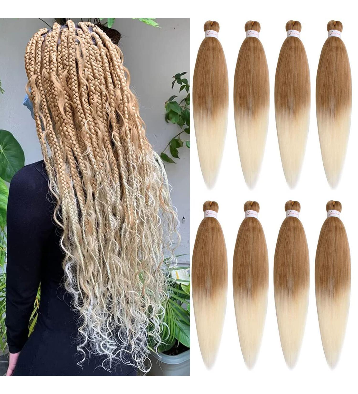 Leeven 8 Packs Pre Stretched Braiding Hair 30 Inch Ombre Blonde EZ Brading Hair Extensions for Box Braids Hot Water Setting Kanekalon Crochet Hair Extensions for Braiding /30 Inch 27613# 30 Inch (Pack of 8) 27613# - Buy Online on GoSupps.com